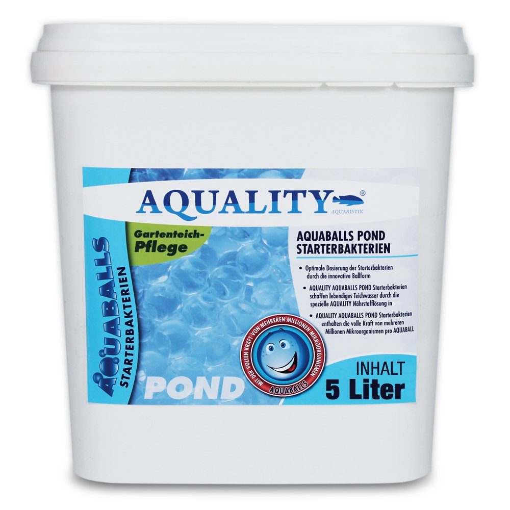 AQUALITY Teichfilter Gartenteich AQUABALLS Starterbakterien (Spar Set, 1 St., 5 Liter sind ausreichend für 100.000 Gartenteichwasser), natürliche Mikroorganismen