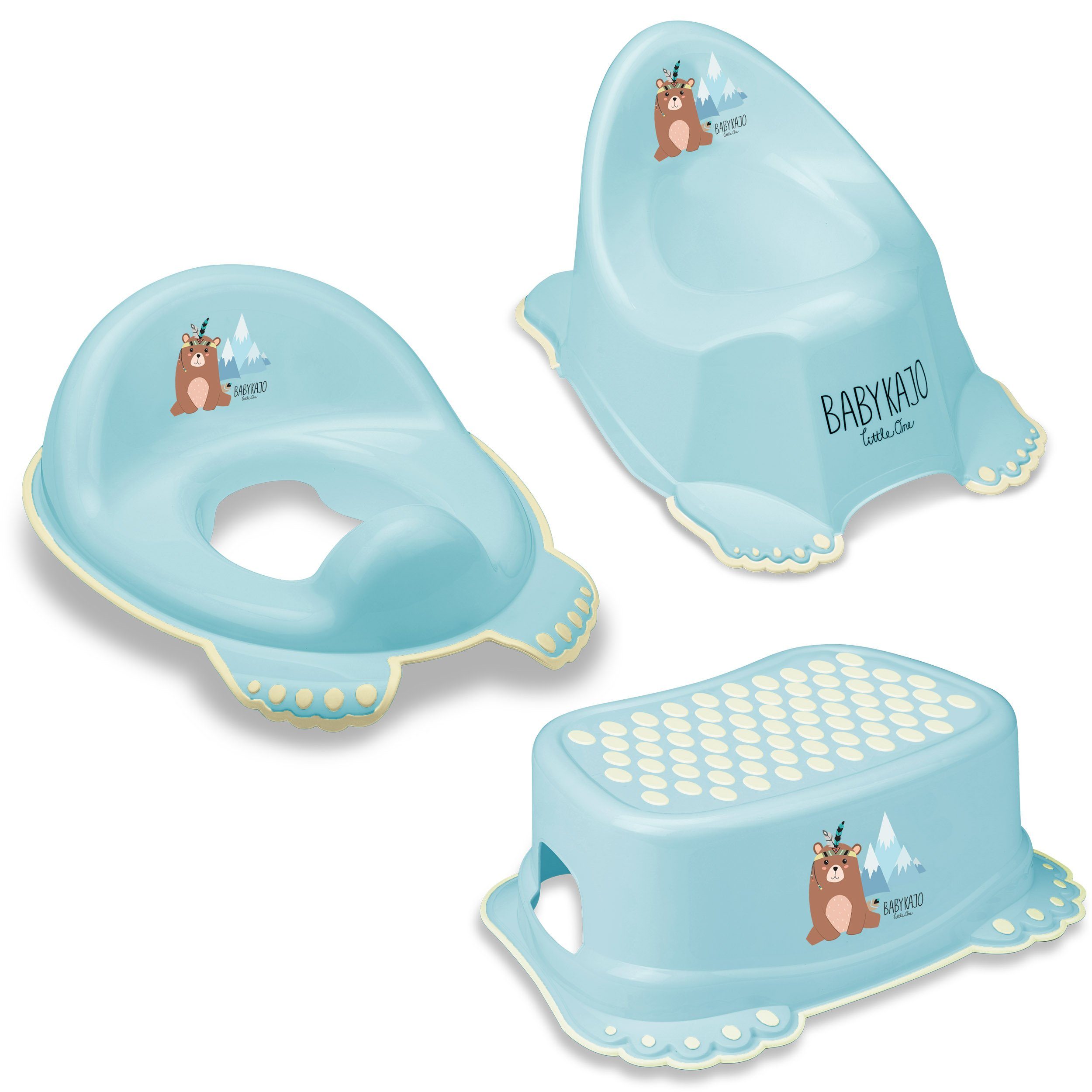 Babykajo Töpfchen, (Set, 3-tlg), Baby Topf, Toilettentrainer, Hocker - TÜV Rheinland geprüft!