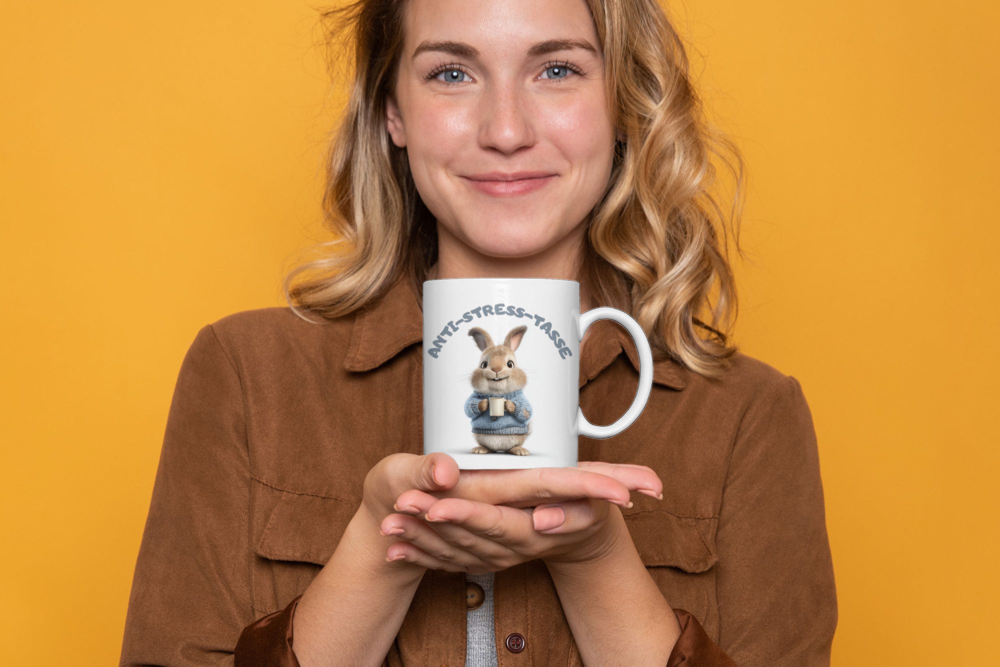 WS-Trend Tasse Anti Stress Hase Häschen Kaffeetasse Teetasse Tasse Geschenkidee, Keraik