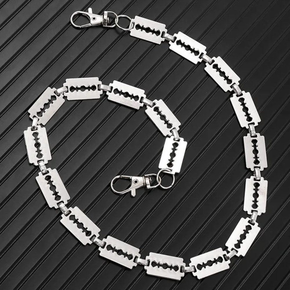 Ware aus aller Welt Hosenkette Einreihig mit Rasierklingen Design Karabiner Geldbörsen Biker Kette, (1-tlg)
