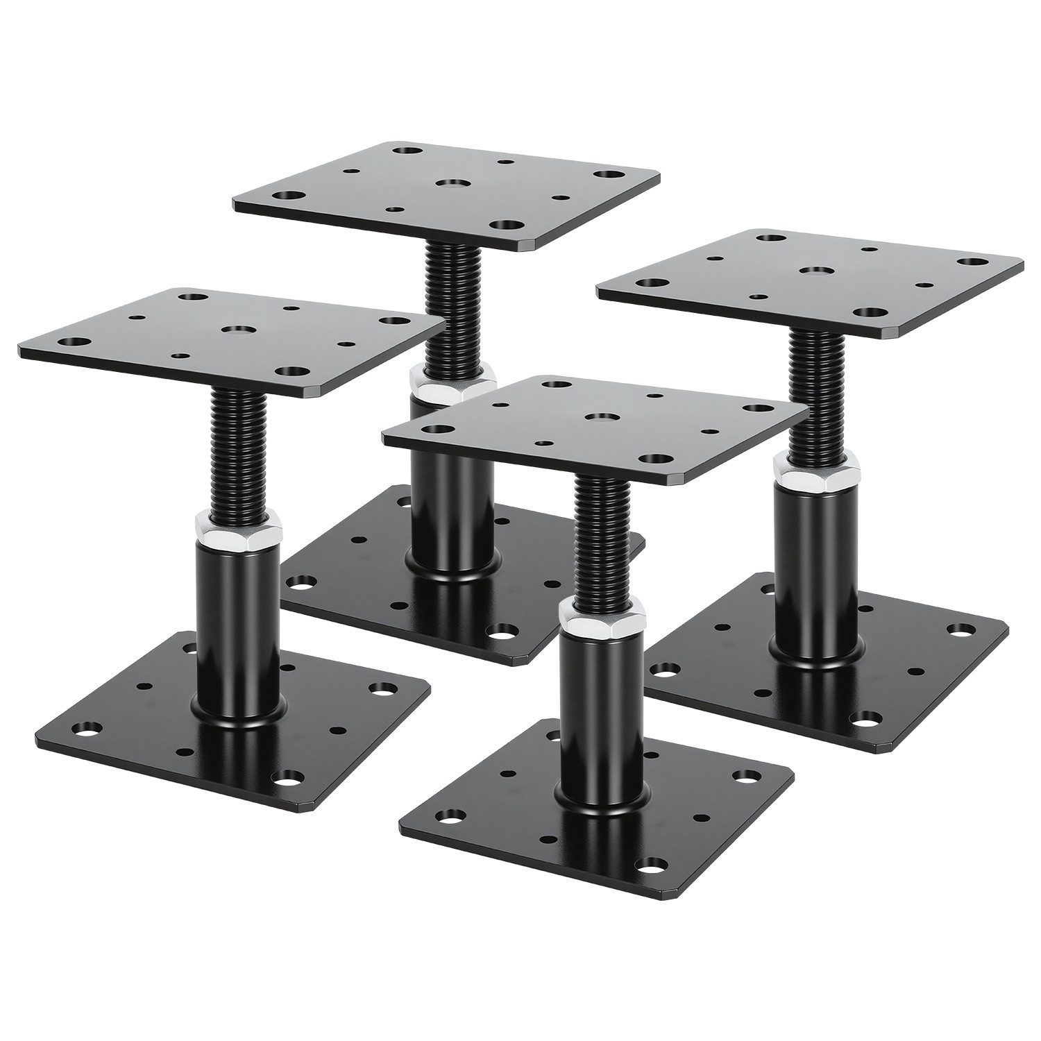 Clanmacy Pfostenträger Pfostenträger höhenverstellbar 90–150 mm – für Zaun, Schwarz 4PCS