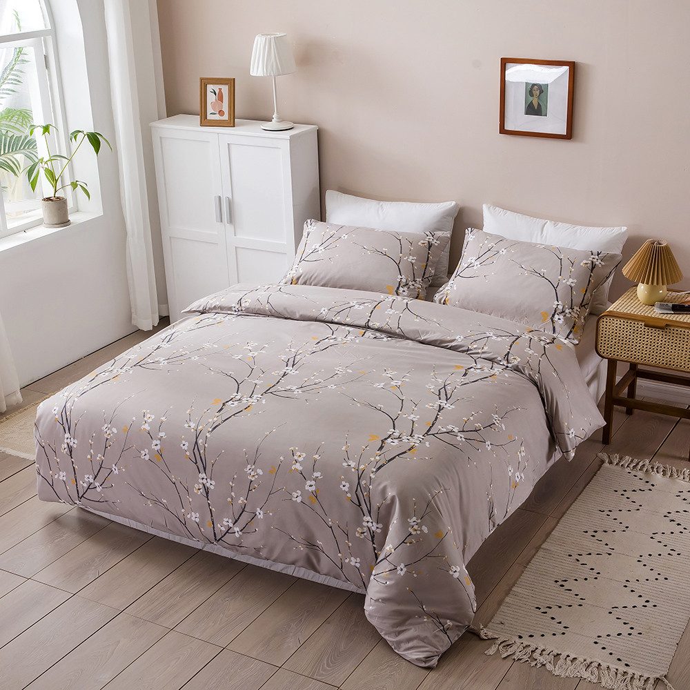 NUODWELL Bettwäsche Bettwäsche-Sets, Pflanzenmuster Polyester Bettdecke mit günstig online kaufen