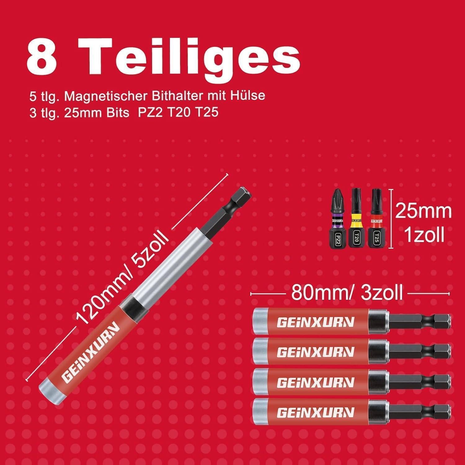 LuxusKollektion Bit-Set Bithalter 5teilig Magnet Bitführung 80mm Akkuschrauber GSLB 5tlg.80mm