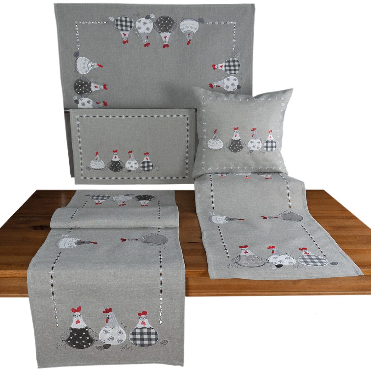 matches21 HOME & HOBBY Tischdecke Tischdeckchen TAMI grau Stickerei & Appli günstig online kaufen