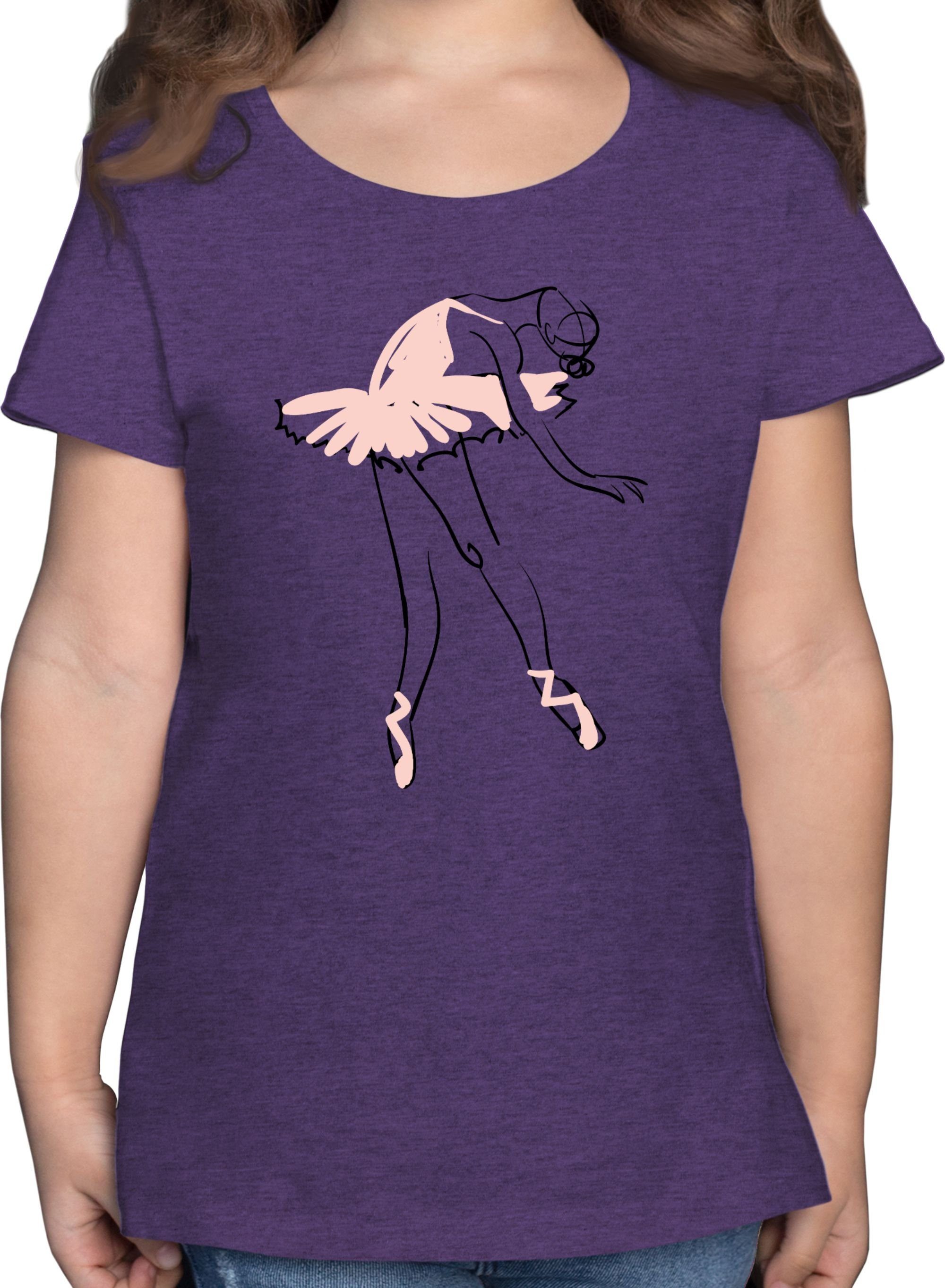 Shirtracer T-Shirt Balletttänzerin Ballerina Kinder Sport Kleidung 2 Lila Meliert
