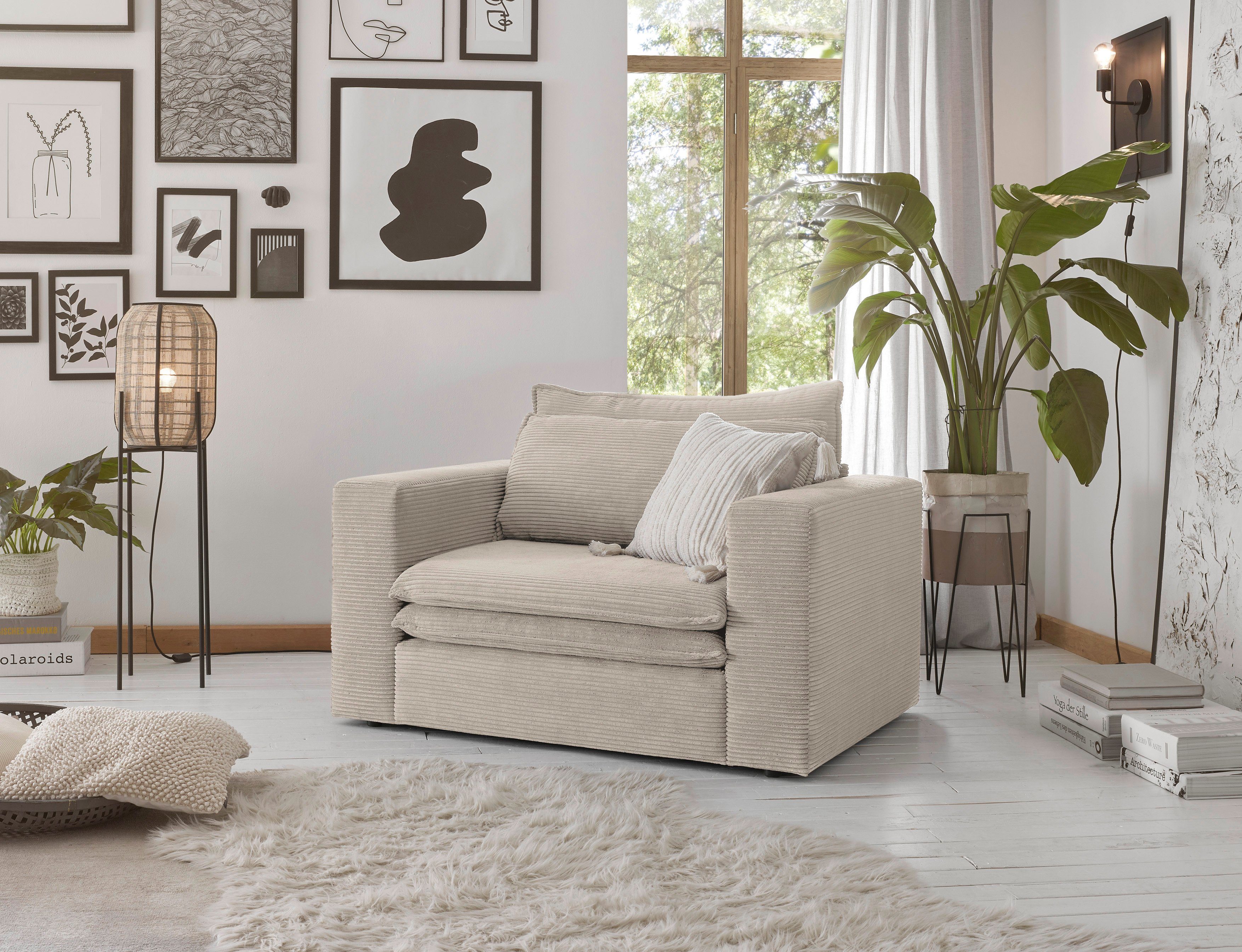 Loveseat PIAGGE, Places Loveseat Style Hochwertiger of Hellbeige trendiger Cord,