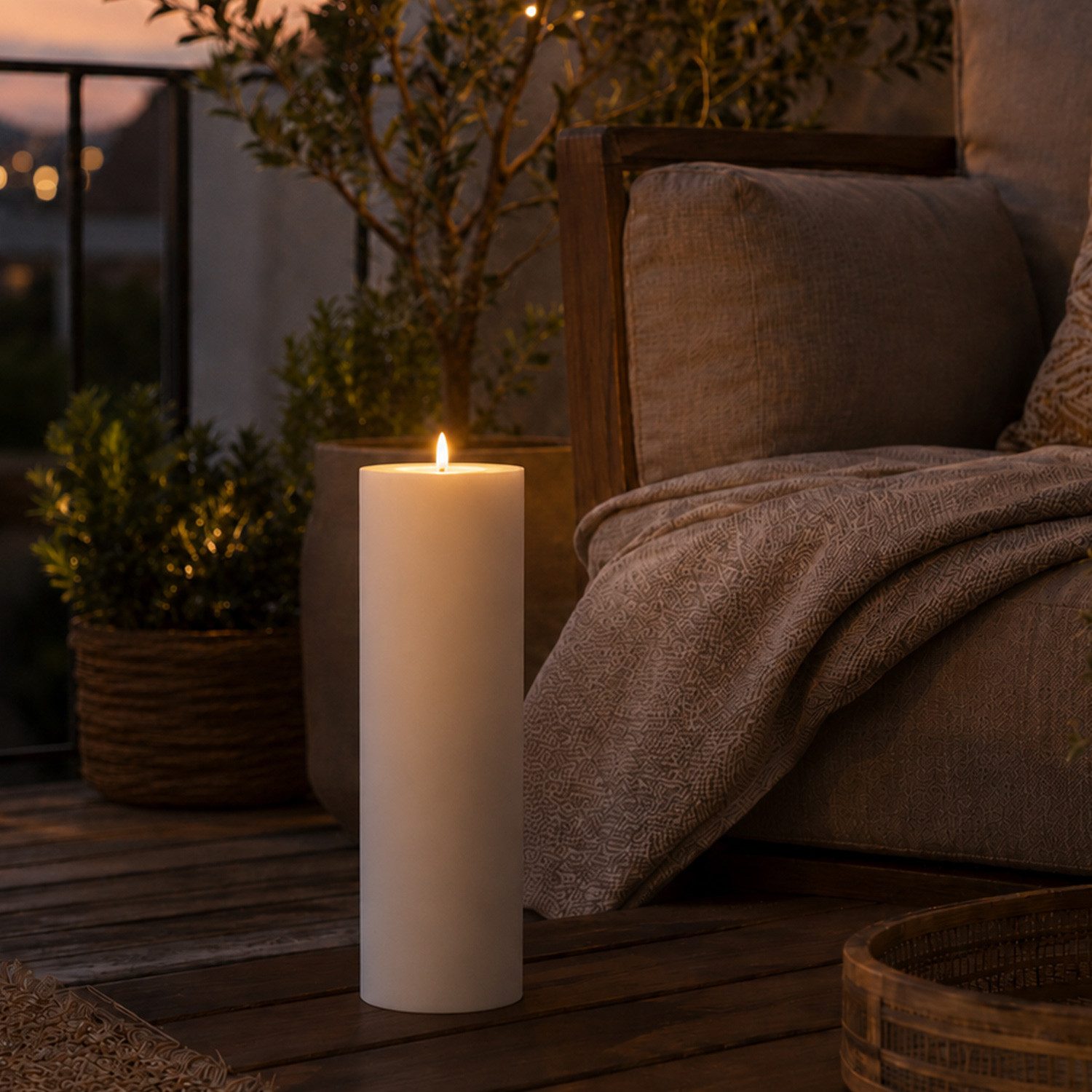 MARELIDA LED-Kerze XXL LED Kerze für Außen Outdoorkerze H: 37,5cm D: 10cm Timer Sensor