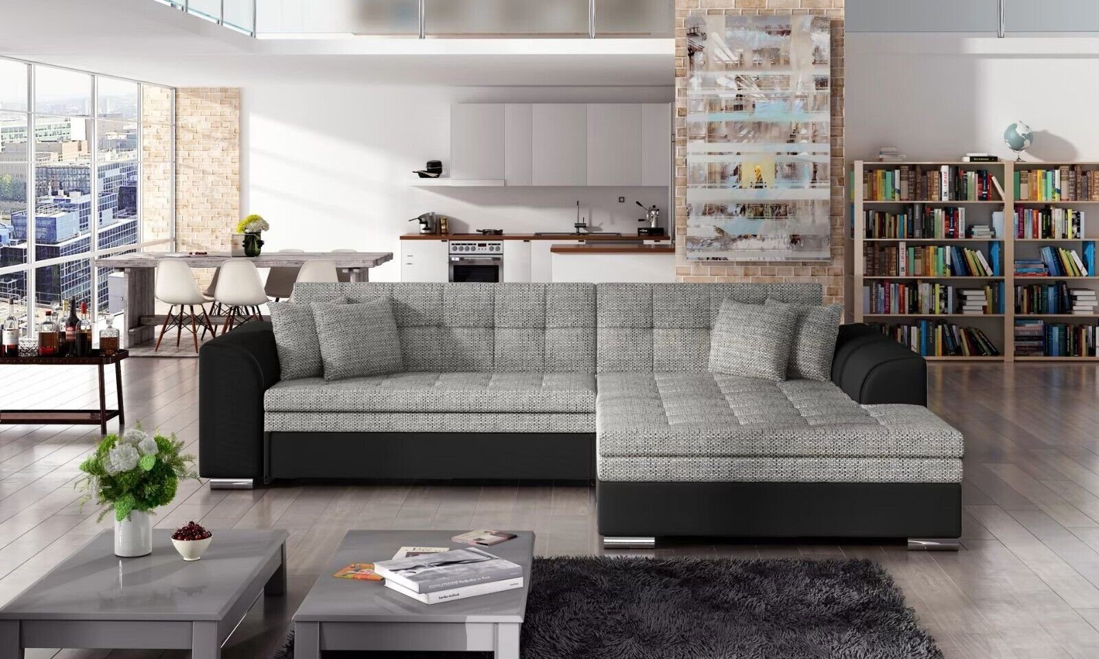 JVmoebel Ecksofa Wohnzimmer Ecksofa sofa Couch Textil Polster Möbel Sofort, 1 Teile, Made in Europa