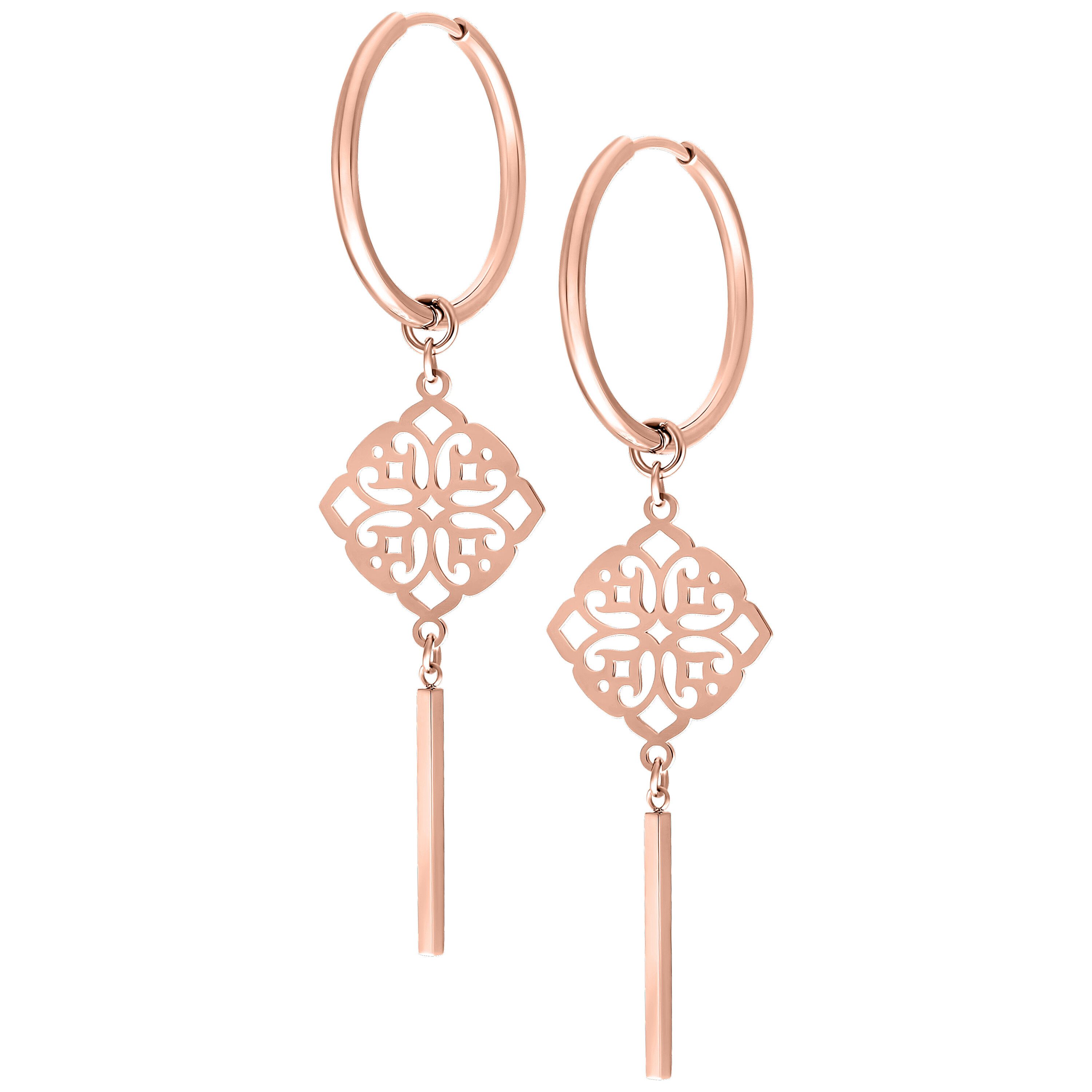 Wildcat Paar Creolen Clover Hoops Pairs für Ohr, 1 Stück, Chirurgenstahl 316L - wasserfest, hautverträglich, Roségold
