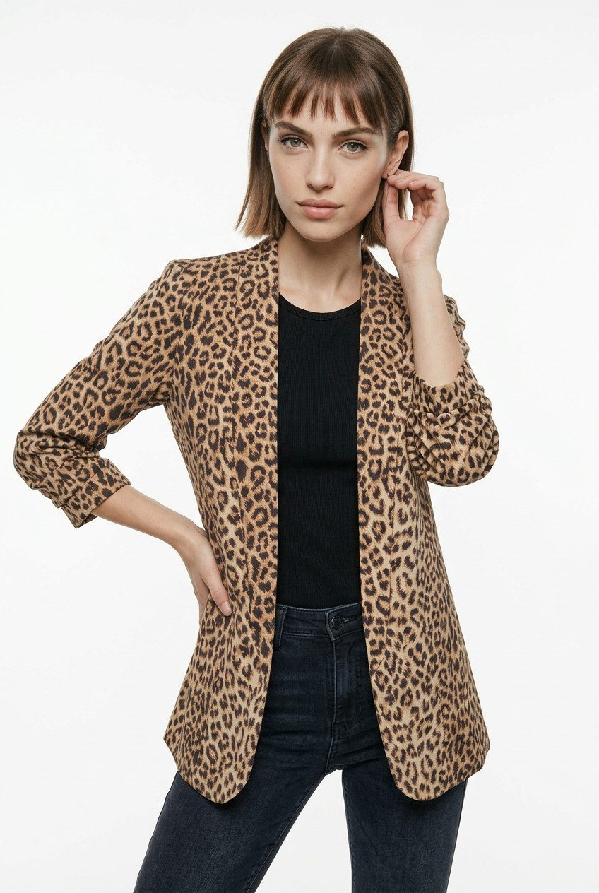 pieces Blusenblazer PCBOSELLA 3/4 PRINTED BLAZER NOOS mit 3/4 Ärmel