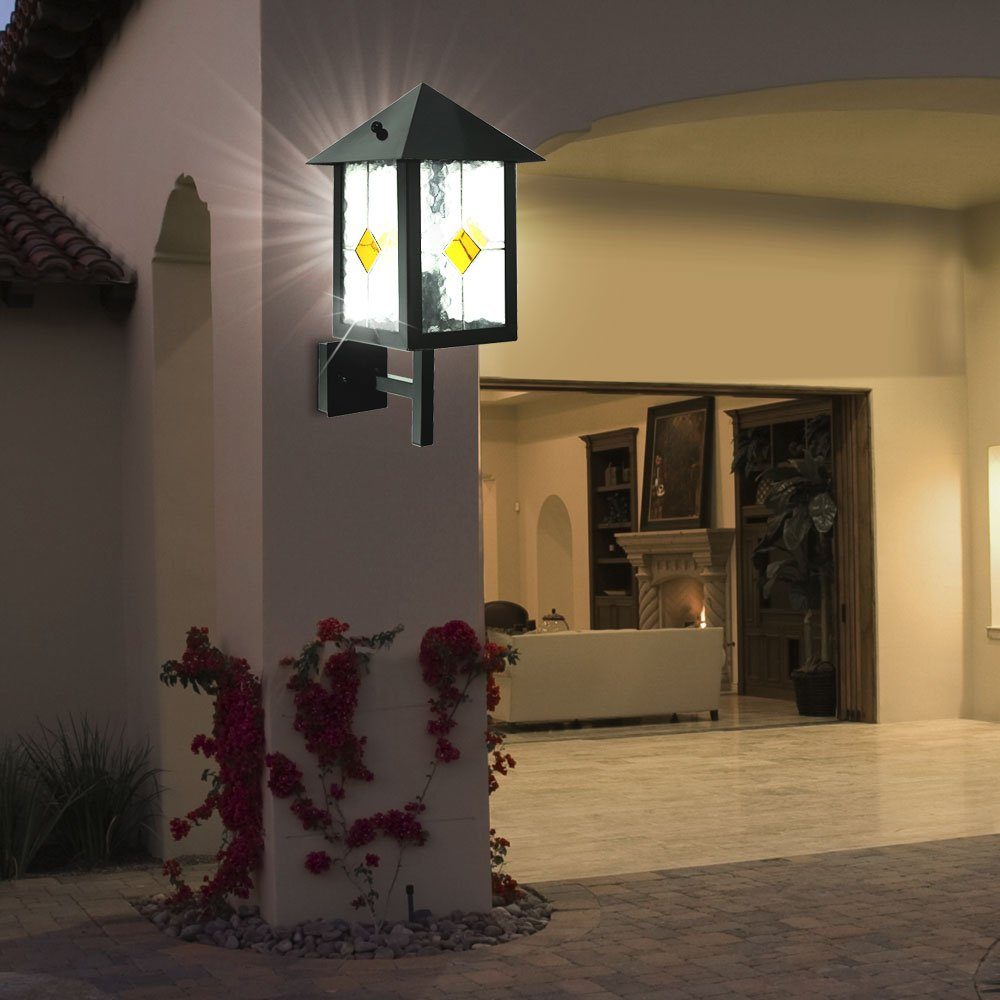 Leuchte 2er Tiffany Außen-Wandleuchte, Warmweiß, inklusive, Set Wand 7 Watt Fassaden LED Außen etc-shop Leuchtmittel Balkon-