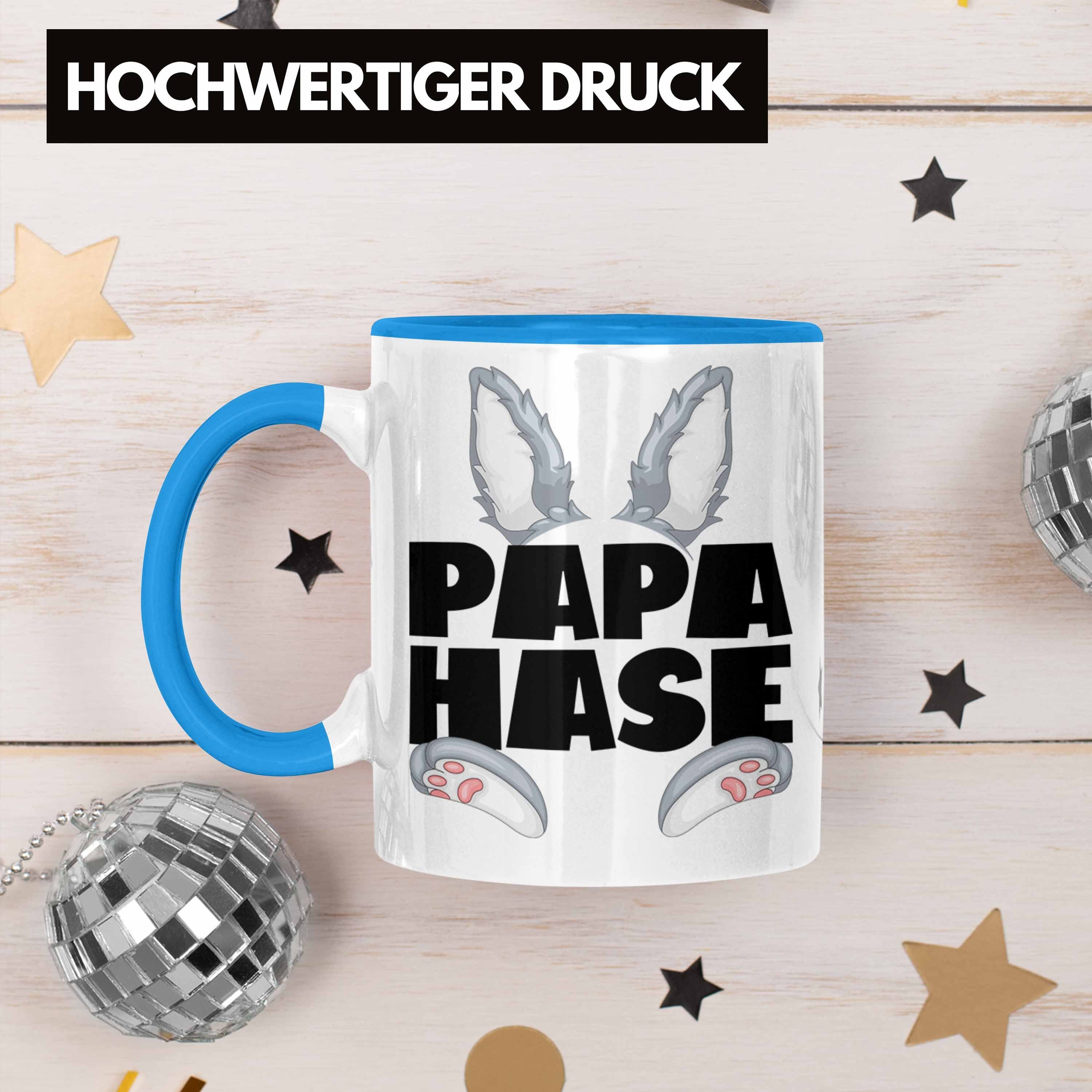 Trendation Tasse Papa Hase Tasse Hasen-Vater Geschenkidee Kaffee-Becher Blau Be Geschenk für