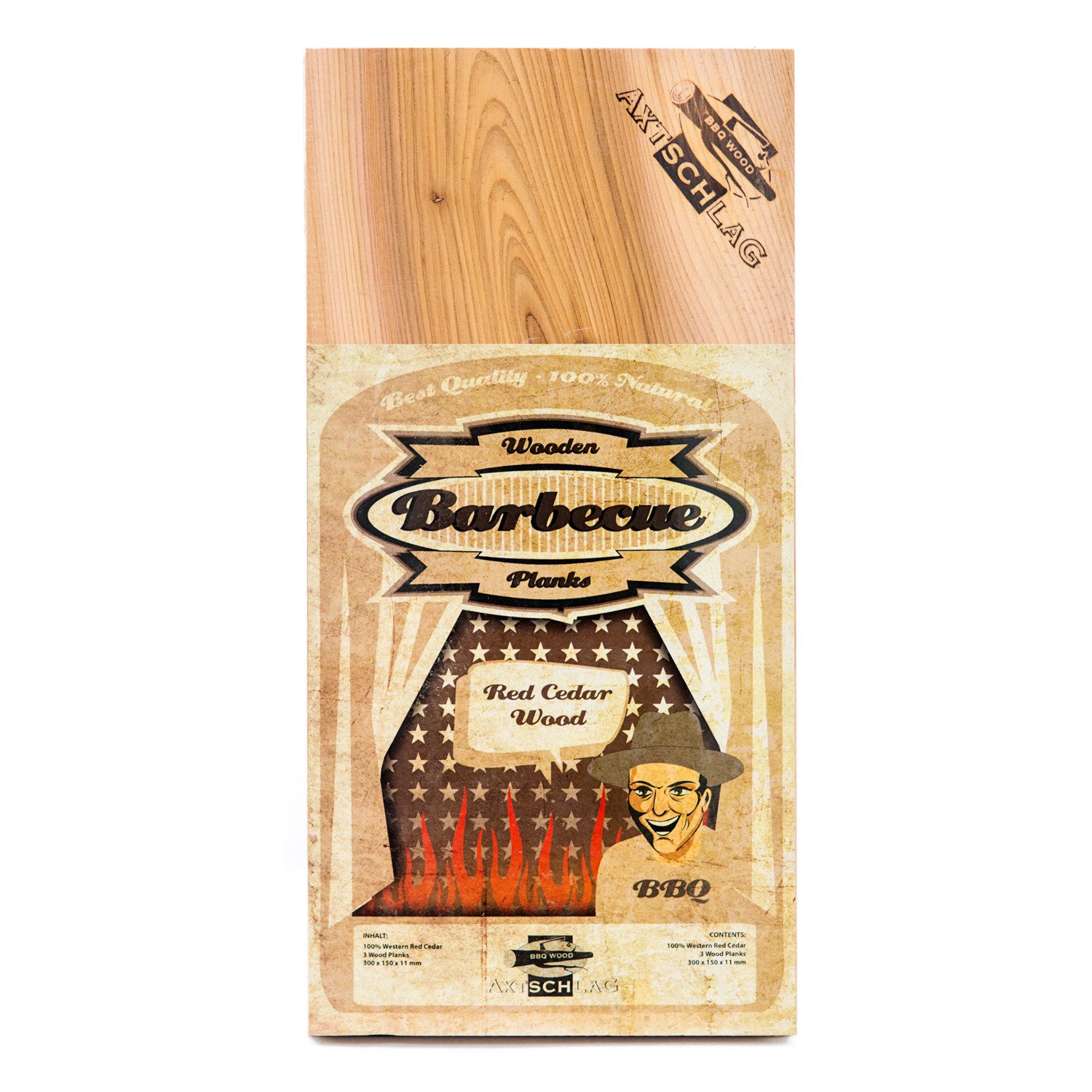 Axtschlag Aromaplanke Axtschlag Wood Plank Rotzeder 3er Set, Holz