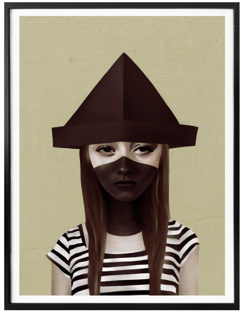 St), Gesicht Frau (1 Poster Poster, Sailor Wandbild, Bild, Wandposter Matrose Wall-Art Papierhut,