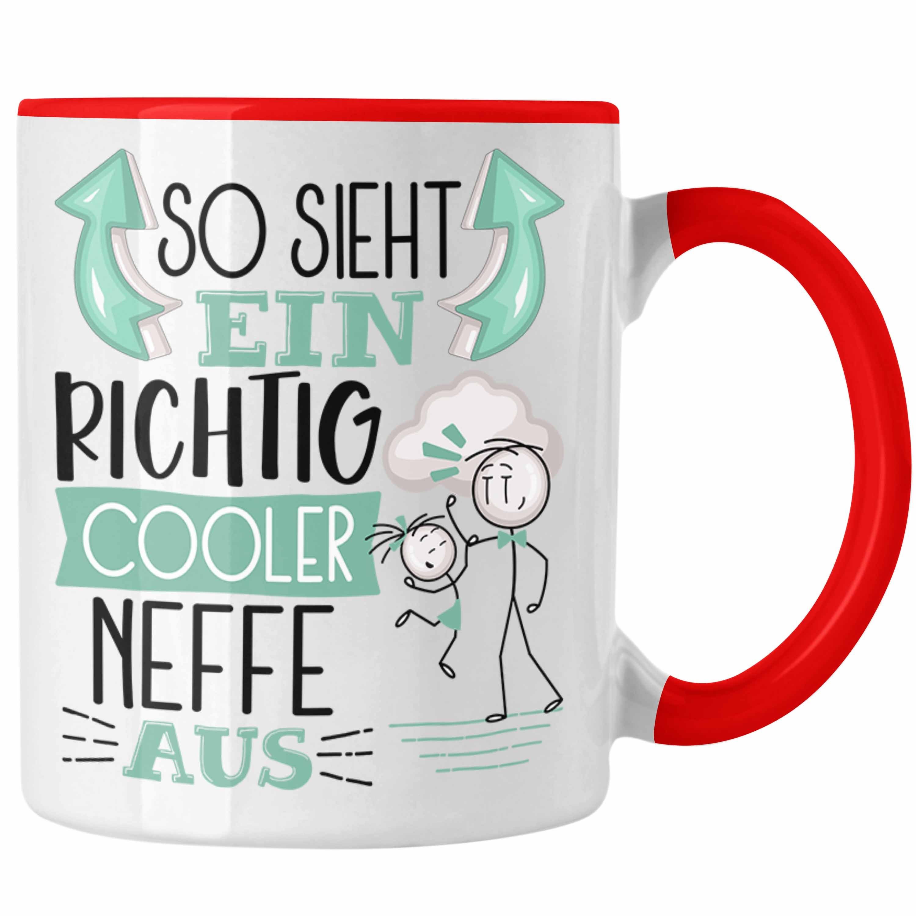 Trendation Tasse Neffe Tasse Geschenk So Sieht Ein RIchtig Cooler Neffe Aus Geschenkid Rot