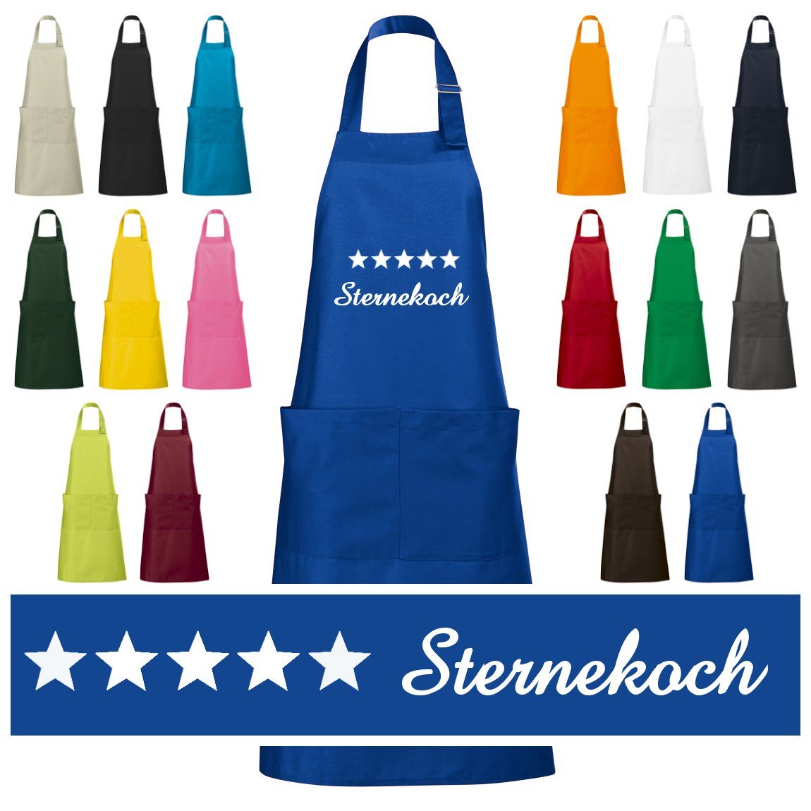 Schnoschi Kochschürze Hochwertige Küchenschürze mit fünf Sternekoch bestick günstig online kaufen