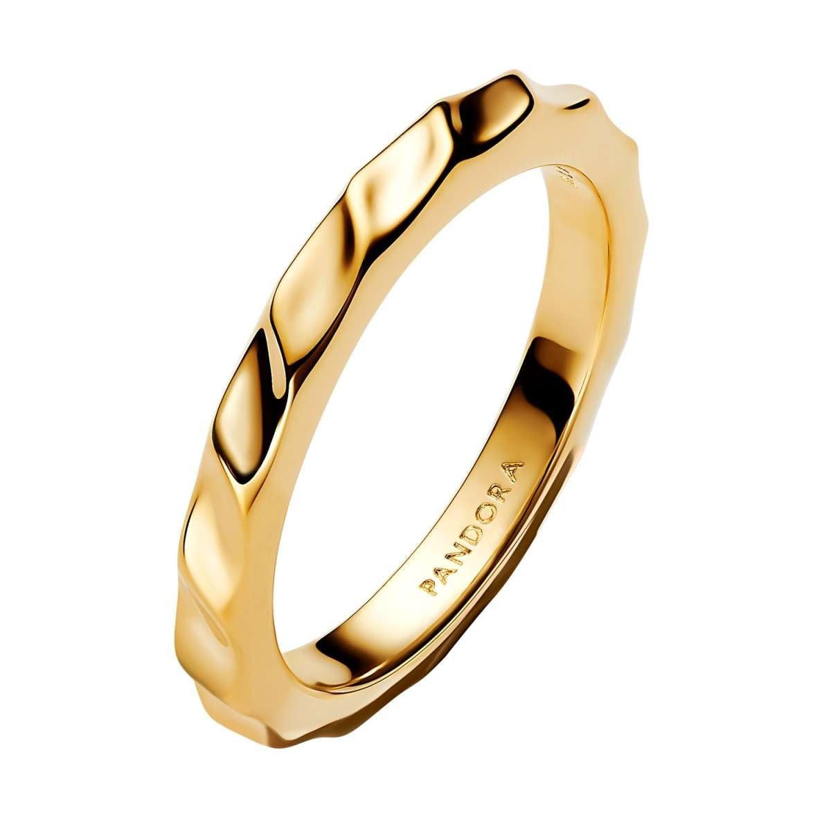 Pandora Fingerring 163885C00, für Damen-Bandring Wellig Goldfarben