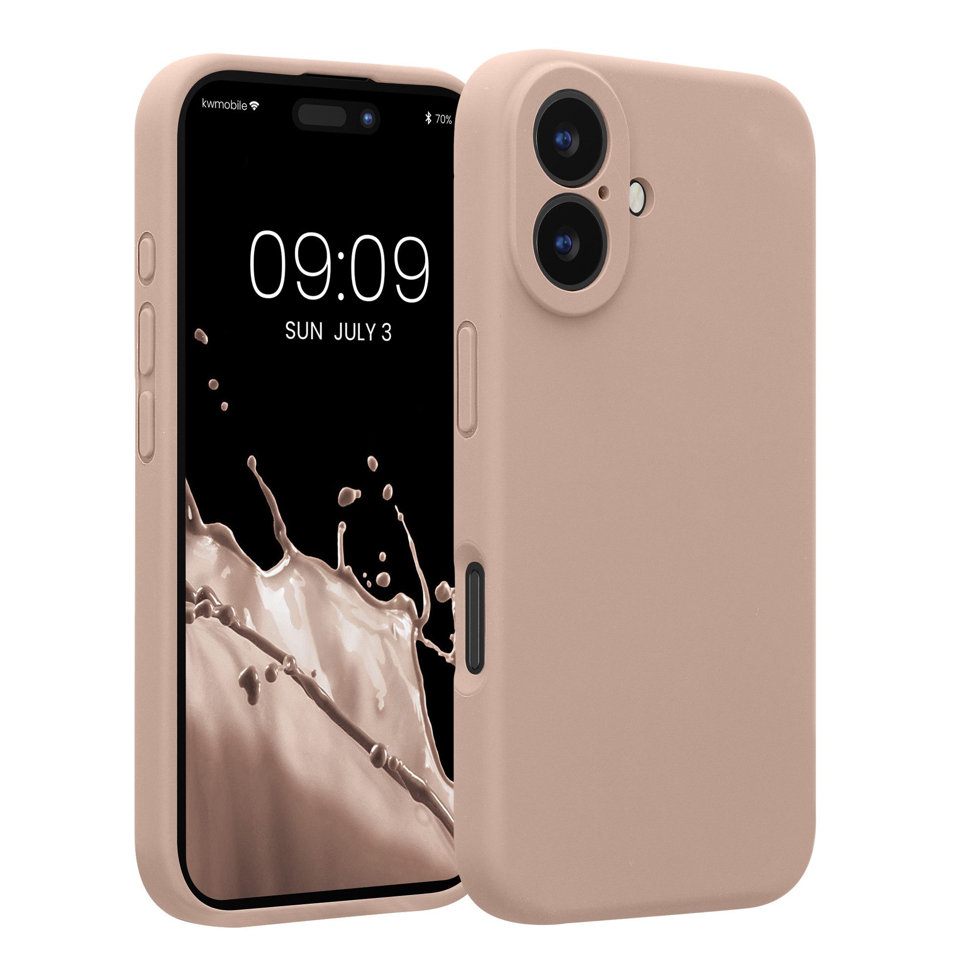 kwmobile Smartphone-Hülle Hülle für Apple iPhone 16, Hülle Silikon gummiert - Handyhülle - Handy Case in Altrosa