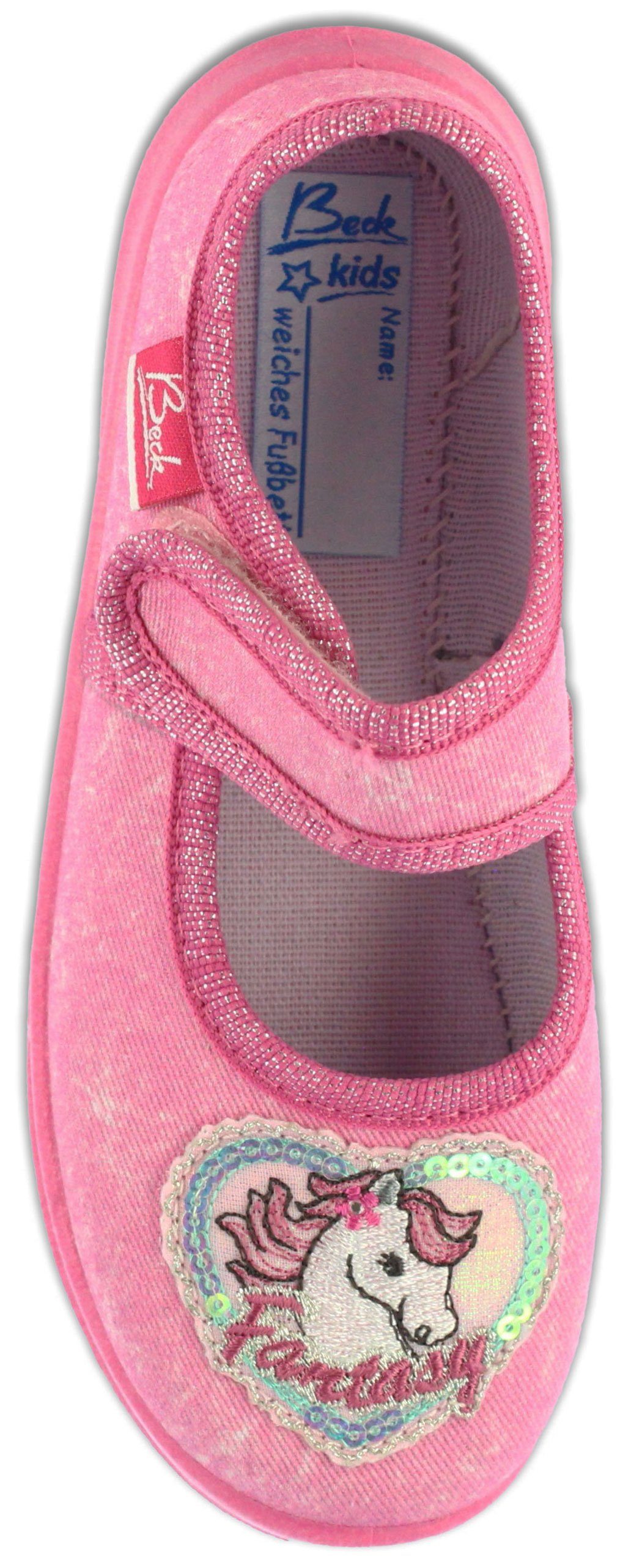 Beck Hausschuh Fantasy World Hausschuh (atmungsaktive Materialien, für Kindergarten, Schule, Zuhause) schmale Passform