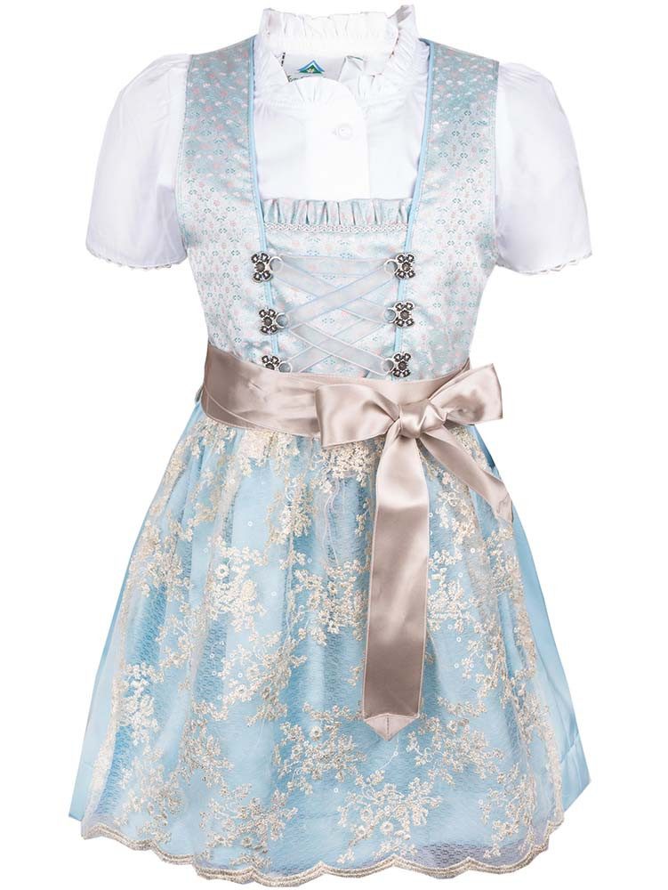 Isar-Trachten Dirndl Kinderdirndl Elisa mit Bluse eisblau