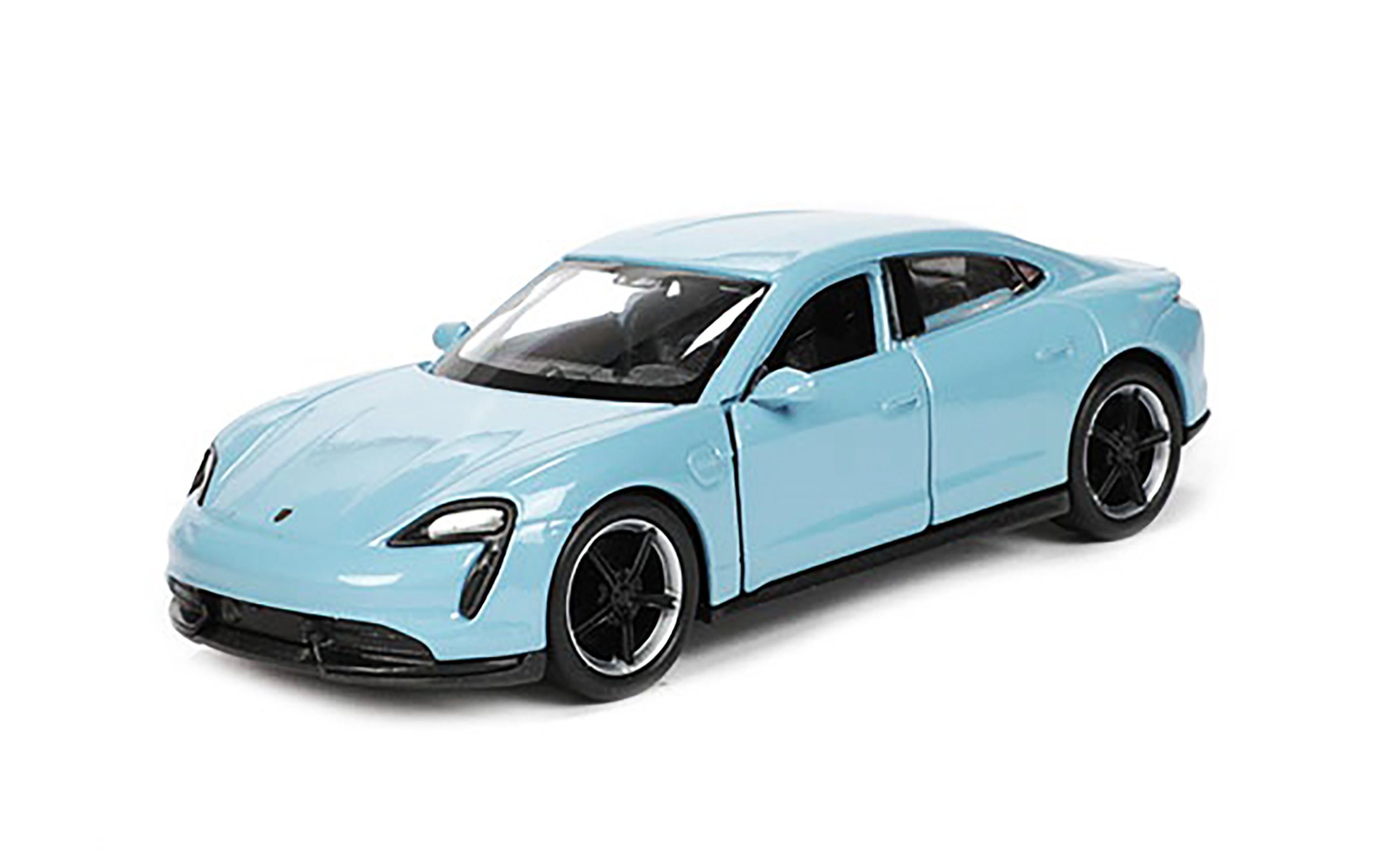 Welly Modellauto PORSCHE Taycan Turbo S 12cm Modellauto Rückzug 27 (Blau-Metallic), Welly Metall Modell Auto Spielzeugauto Geschenk Kinder Spielzeug