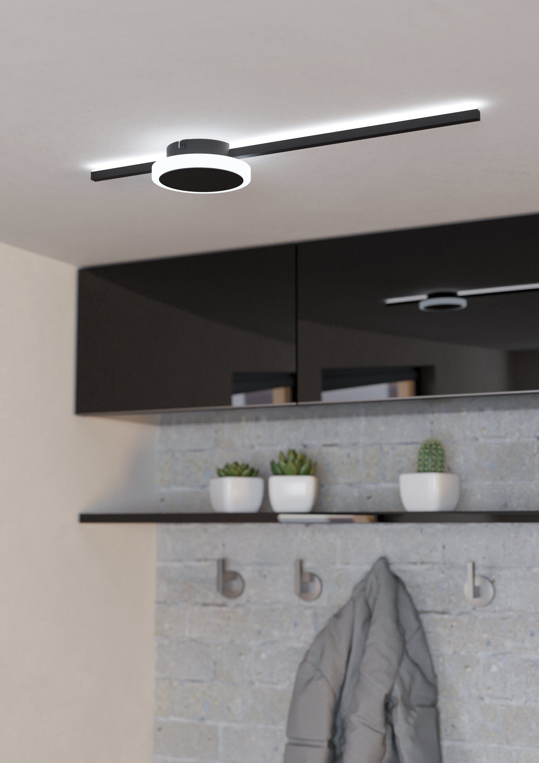 EGLO LED Deckenleuchte Sarginto, Leuchtmittel inklusive, Wand-/Deckenleuchte - L59 x B14 x H4,5 cm - schwarz - 6,3W;5,4W inkl.