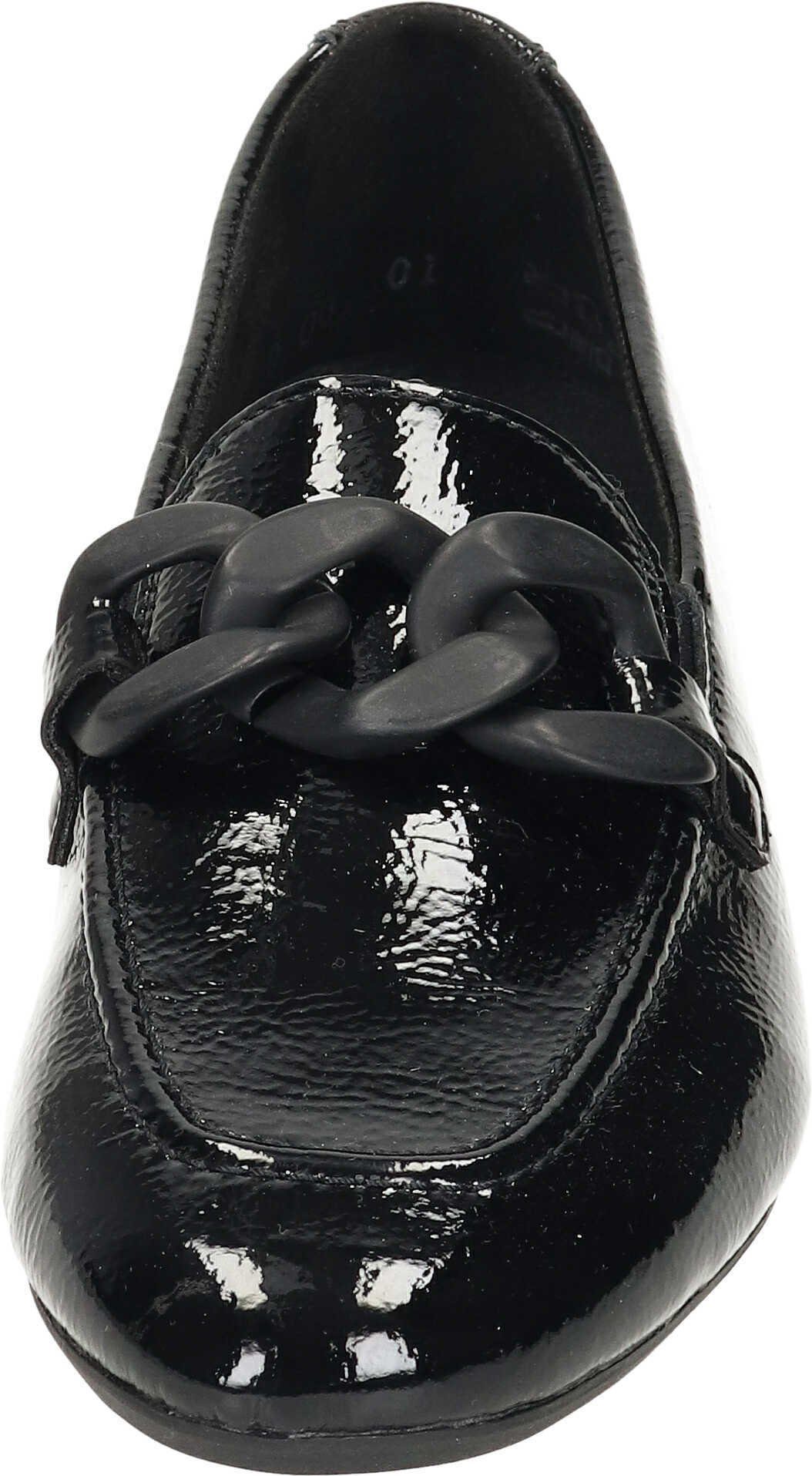 Remonte Slipper Loafer aus schwarz Lackleder