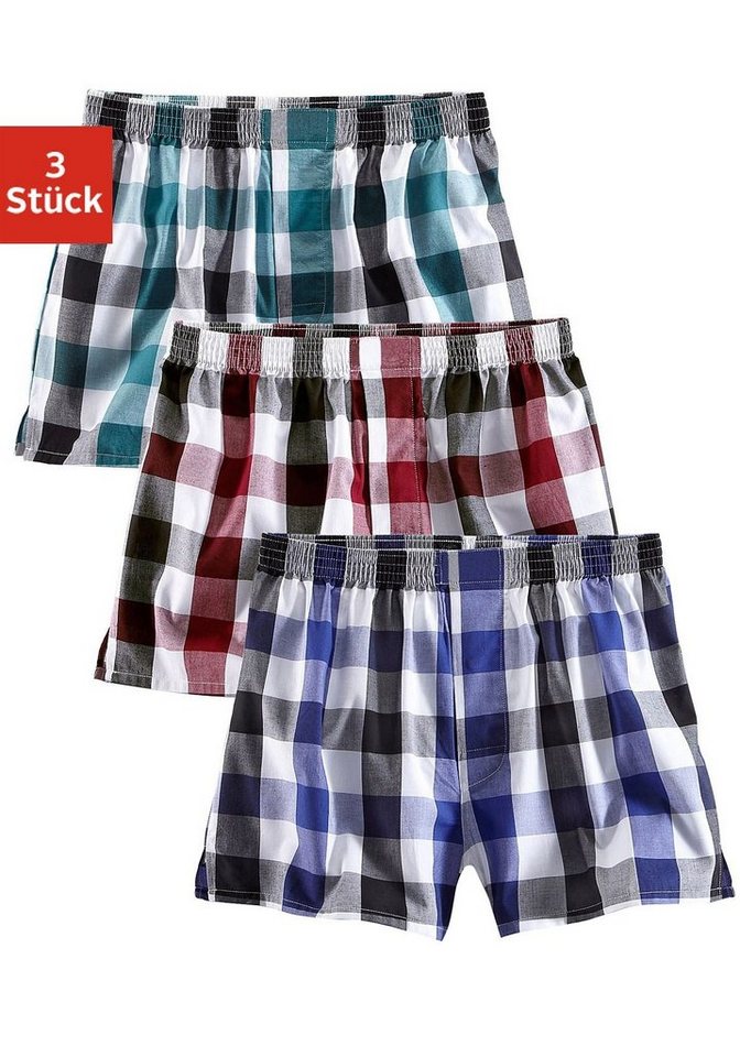 le jogger® Boxer Boxershorts für Jungen (Packung, 3-St) kariert, weite Beinform, Baumwolle