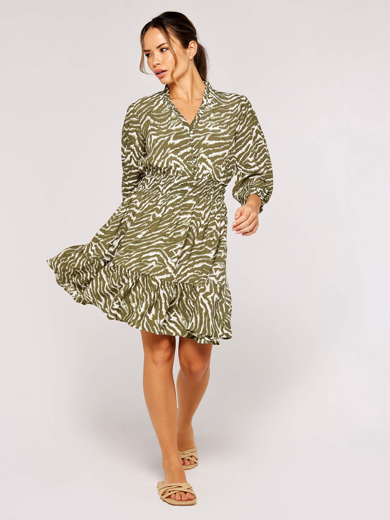 Apricot Minikleid Zebra Shirred Waist Dress, günstig online kaufen