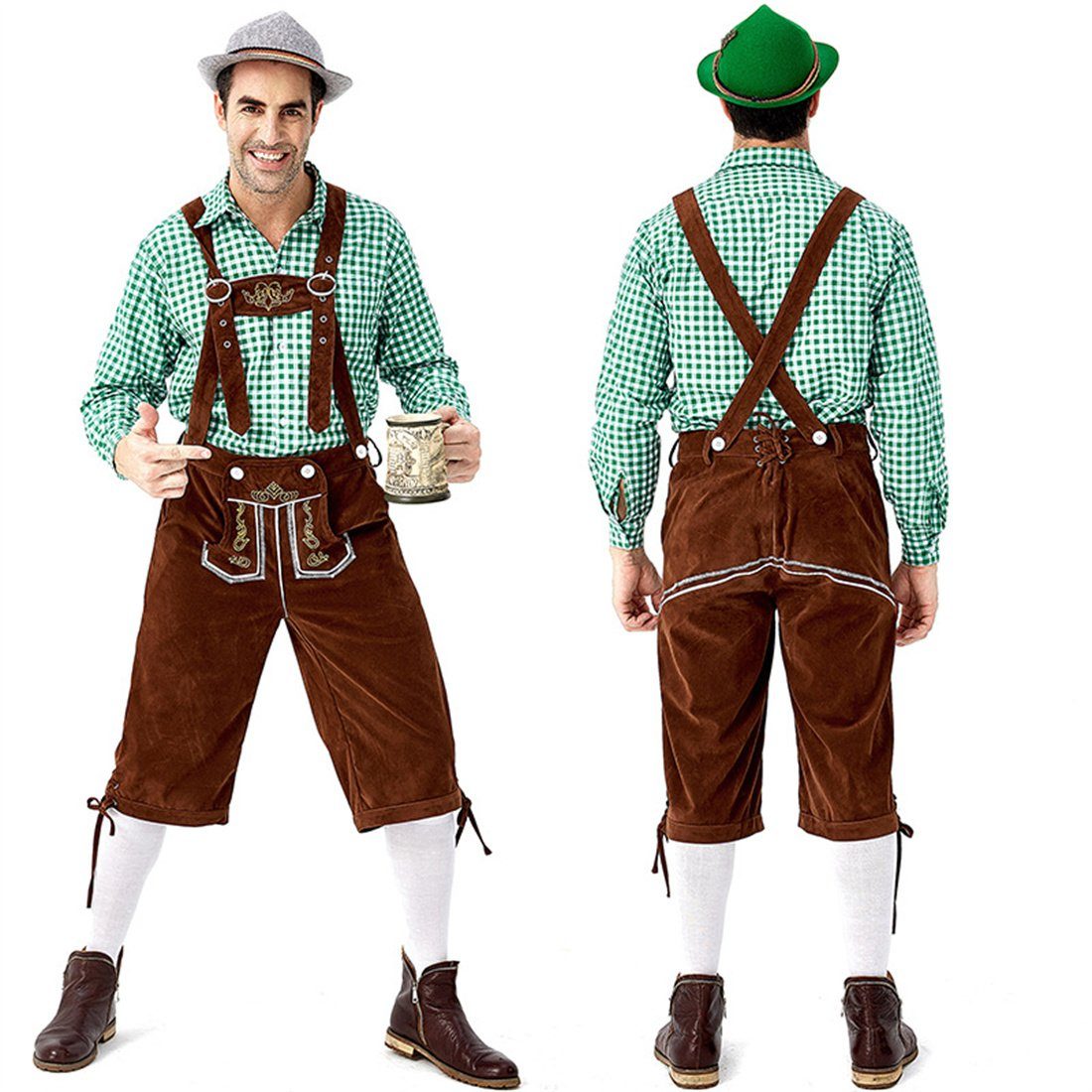 Karohemd+Camisole Trachtenhose Herren Münchner Tracht, DÖRÖY (Bayerische Trachtenset, Oktoberfest Tracht)