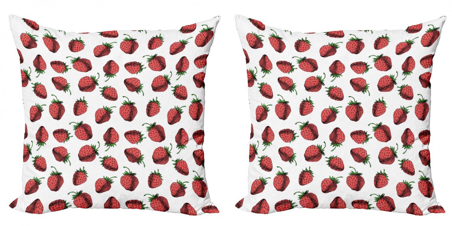 (2 Accent Doppelseitiger Grün Stück), Modern und Abakuhaus Früchte Digitaldruck, Rot Kissenbezüge Frische