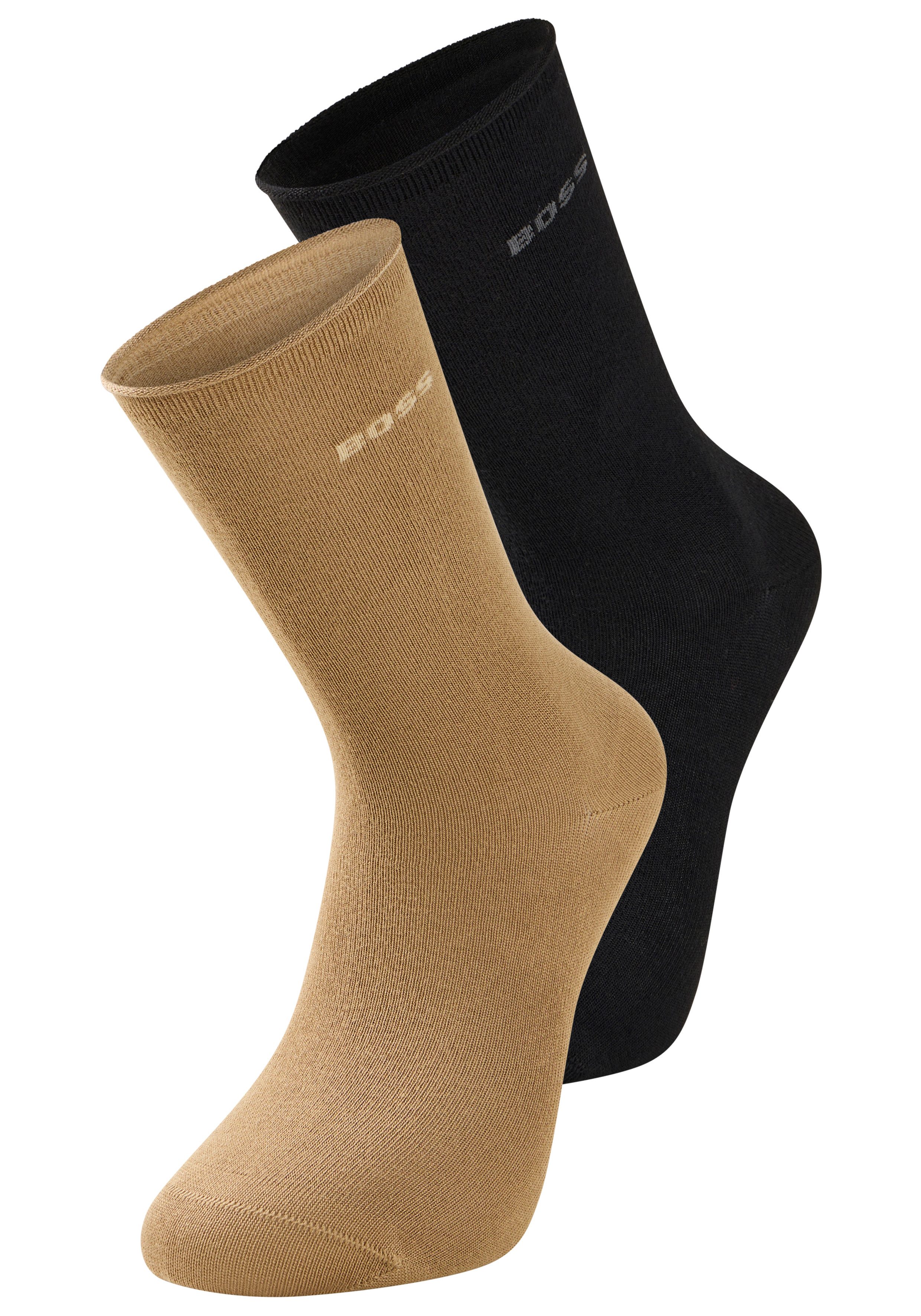 BOSS Socken (2-Paar) mittelhoch, verstärkte Zehen- und Fersenpartie