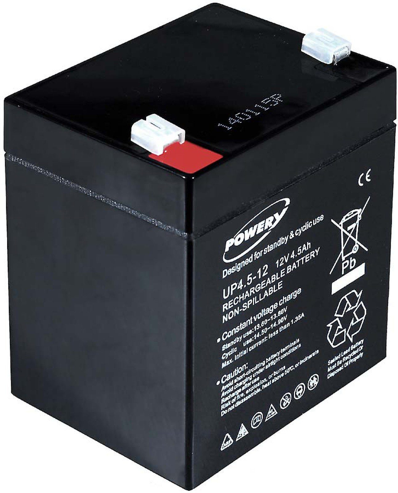 Powery Bleiakku -Ersatz für FIAMM Typ FG20451 12V 4,5Ah Bleiakkus 4500 mAh (12 V)