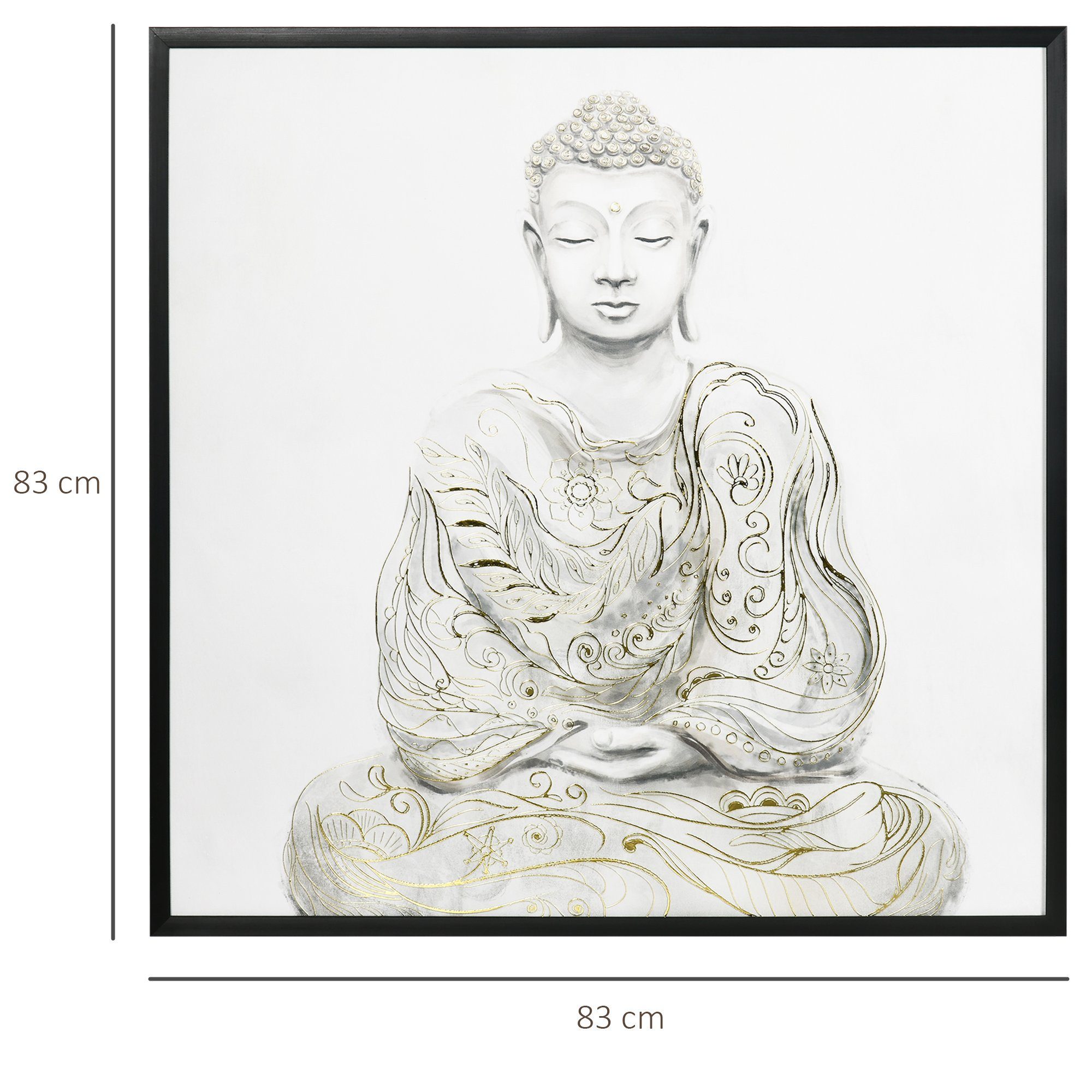 HOMCOM Wandbild Wandbild, einem (Set, Prägetechnik, mit Buddha, Bild, St), meditierenden Wandposter UV-Druck, 1 Buddha Poster