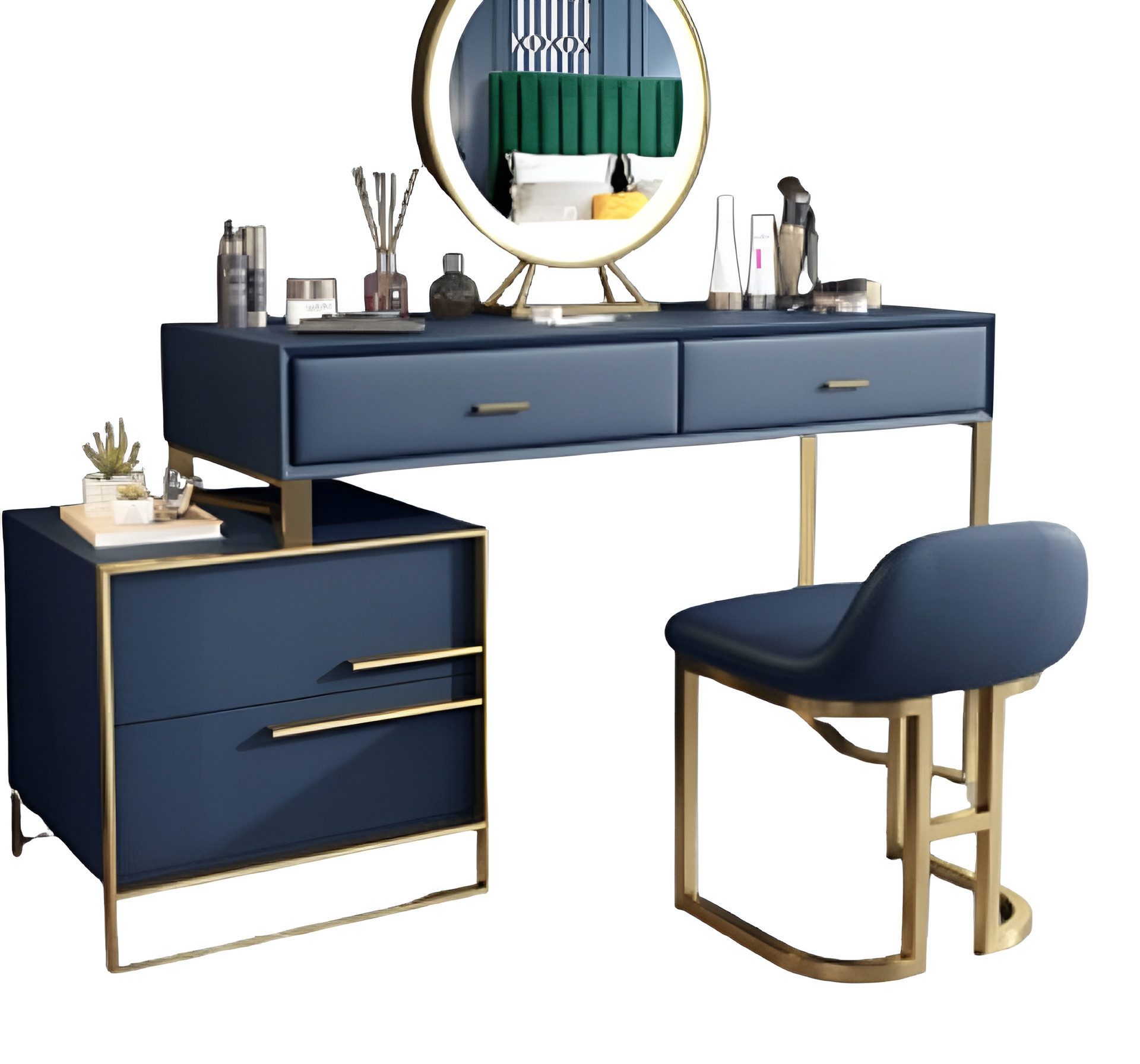 Xlmoebel Schminktisch Luxuriöser Konsolentisch im Medusa-Design in Blau (Schminktisch, 1-St., Schminktisch), Hergestellt in Europa