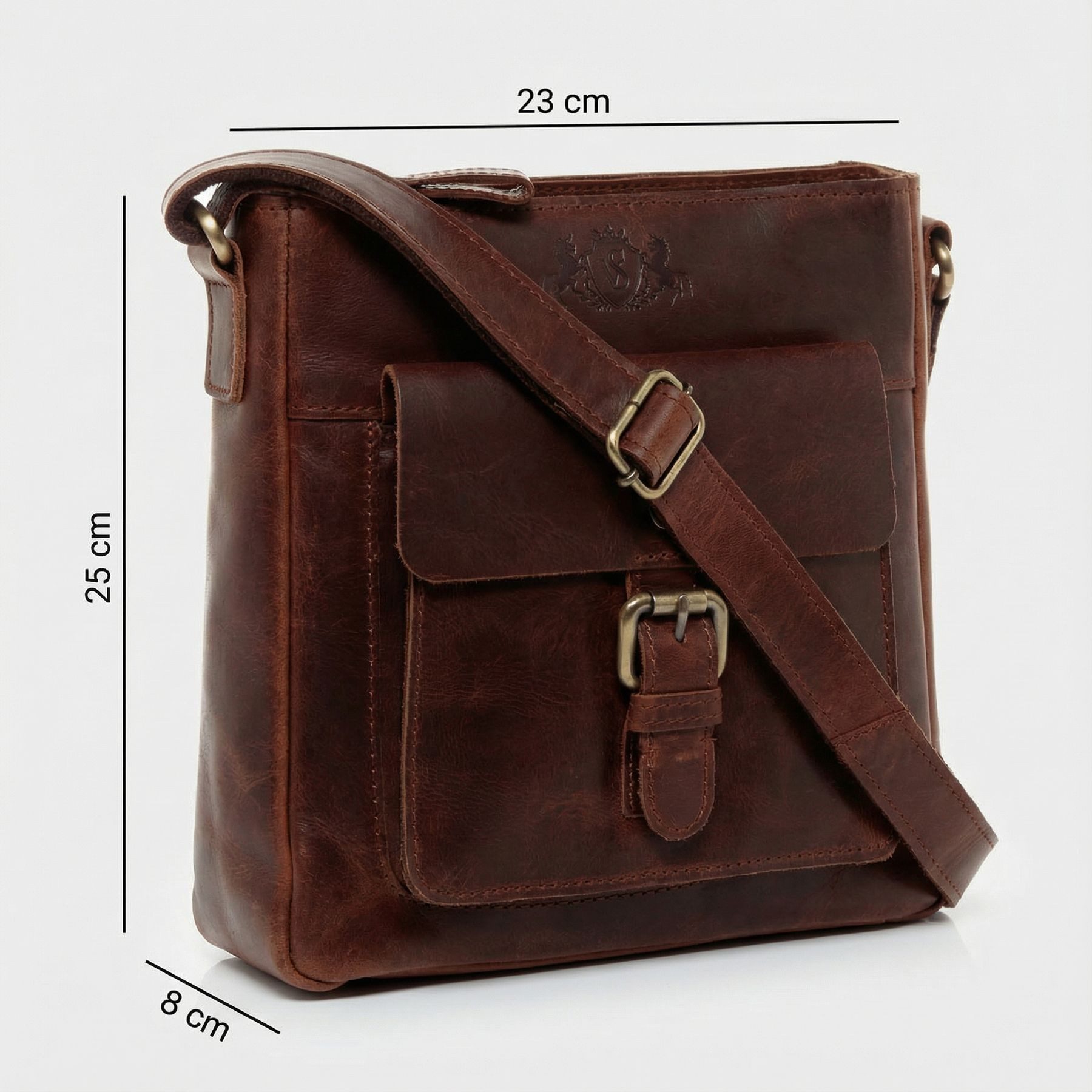 SID & VAIN Umhängetasche YALE Umhängetasche Cross-Body Bag echt Leder, Ledertasche Schultertasche Herren Damen Messenger Bag braun – Bild 3 von 5