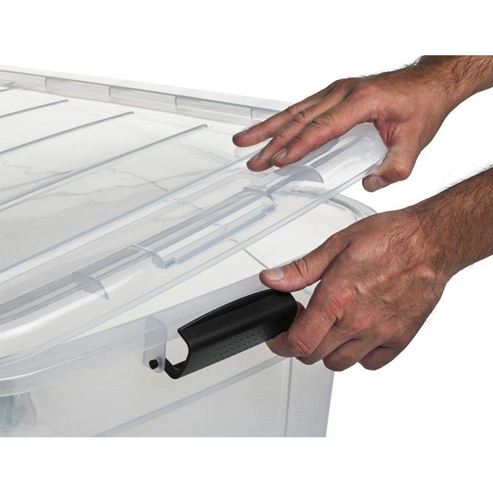 Logiplast Aufbewahrungsbox Premium Aufbewahrungsbox, 14 Liter (Spar-Set, 5 Stück), Clipverschluss zum einfachen verschließen – Bild 4 von 5
