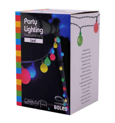 Spetebo LED-Girlande LED Party Lichterkette mit 80 Kugeln - 16 m / bunt, 80-flammig, Festbeleuchtung mit Netzteil
