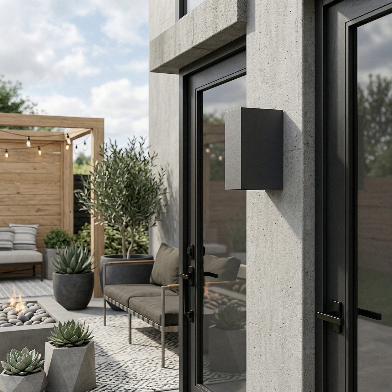 hofstein Außen-Wandleuchte Außenwandlampe aus Metall in Anthrazit mit verstellbaren Lichteffekten, moderne Wandleuchte, LED 5 Watt, 600 Lumen, 4000 Kelvin, IP44
