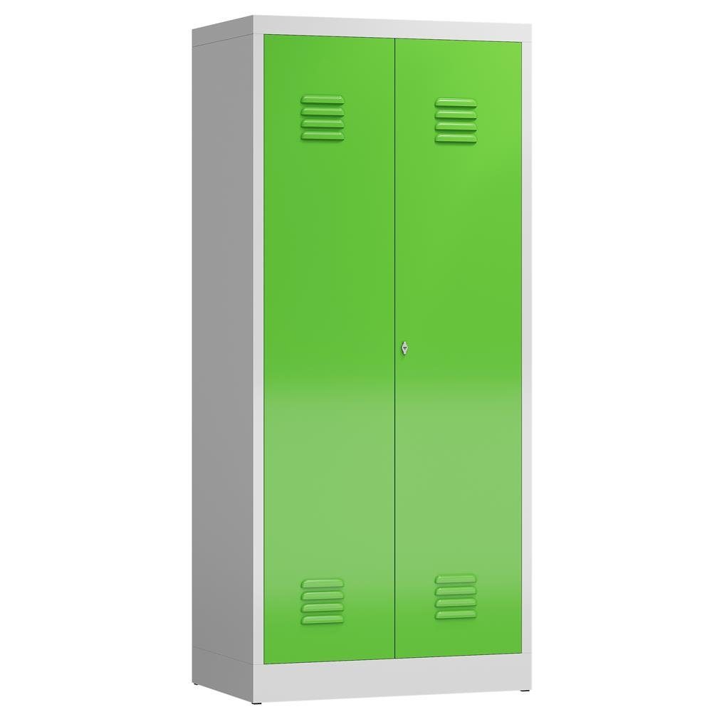 Steelboxx Mehrzweckschrank ClassiX 6018 Mehrzweckspind, x erforderlich Abteile, Montage montiert (1-St) Lichtgrau/ Korpus: 800 500 Türen: mm - 7035 RAL 2 Gelbgrün und 1800 keine Komplett RAL x verschweißt