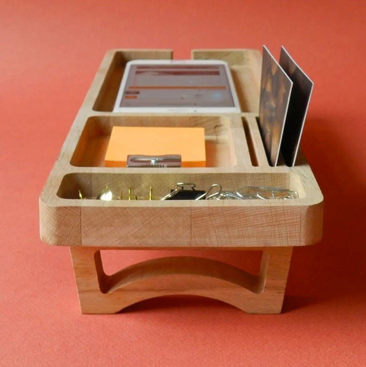 12 Holz 32 cm x Organizer, Schreibtischaufsatz - 6 Moblix Schreibtischzubehör x CATE