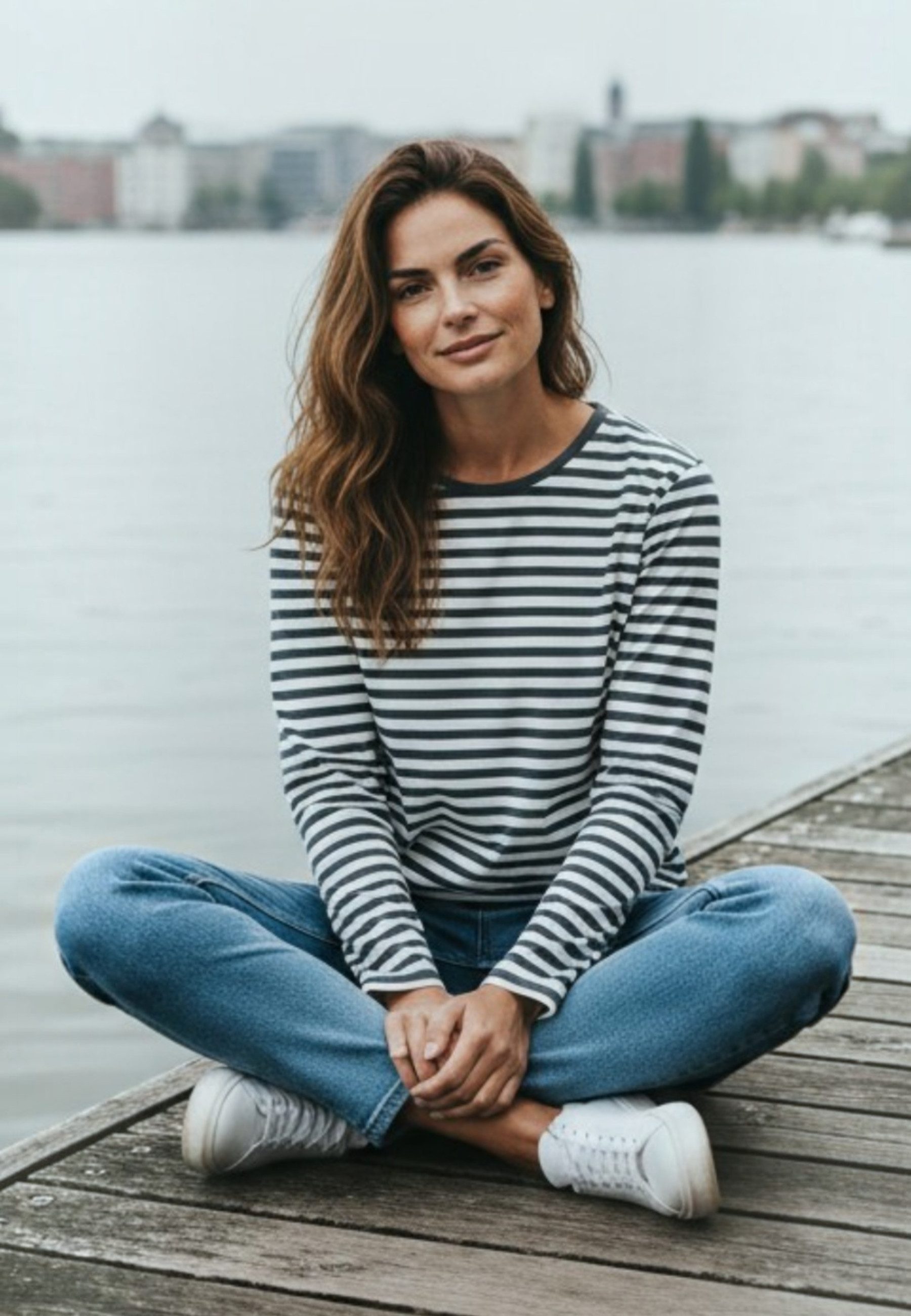 salzhaut Sweatshirt KANT - RINGEL Damen normale Passform salzhaut Pullover – bequemer Fit und nordisch klares Design