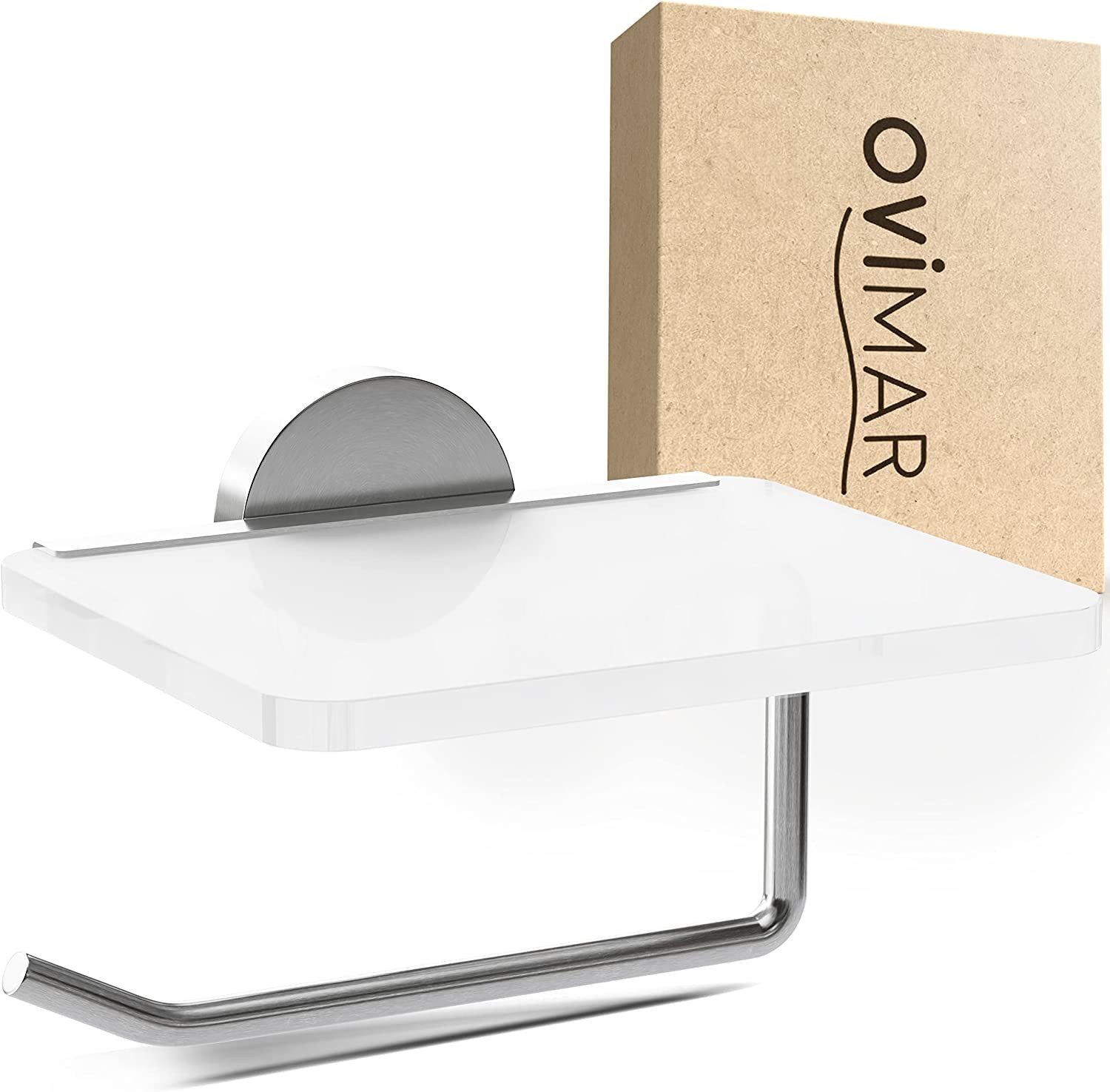 ovimar Toilettenpapierhalter Helnaes (1-St), aus Glas in Silber zur Zum Bohren