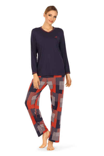 Ascafa Schlafanzug (Set, 2 tlg., 2-teilig) Damen Schlafanzug 2-teilig Pyjama grafisches Muster