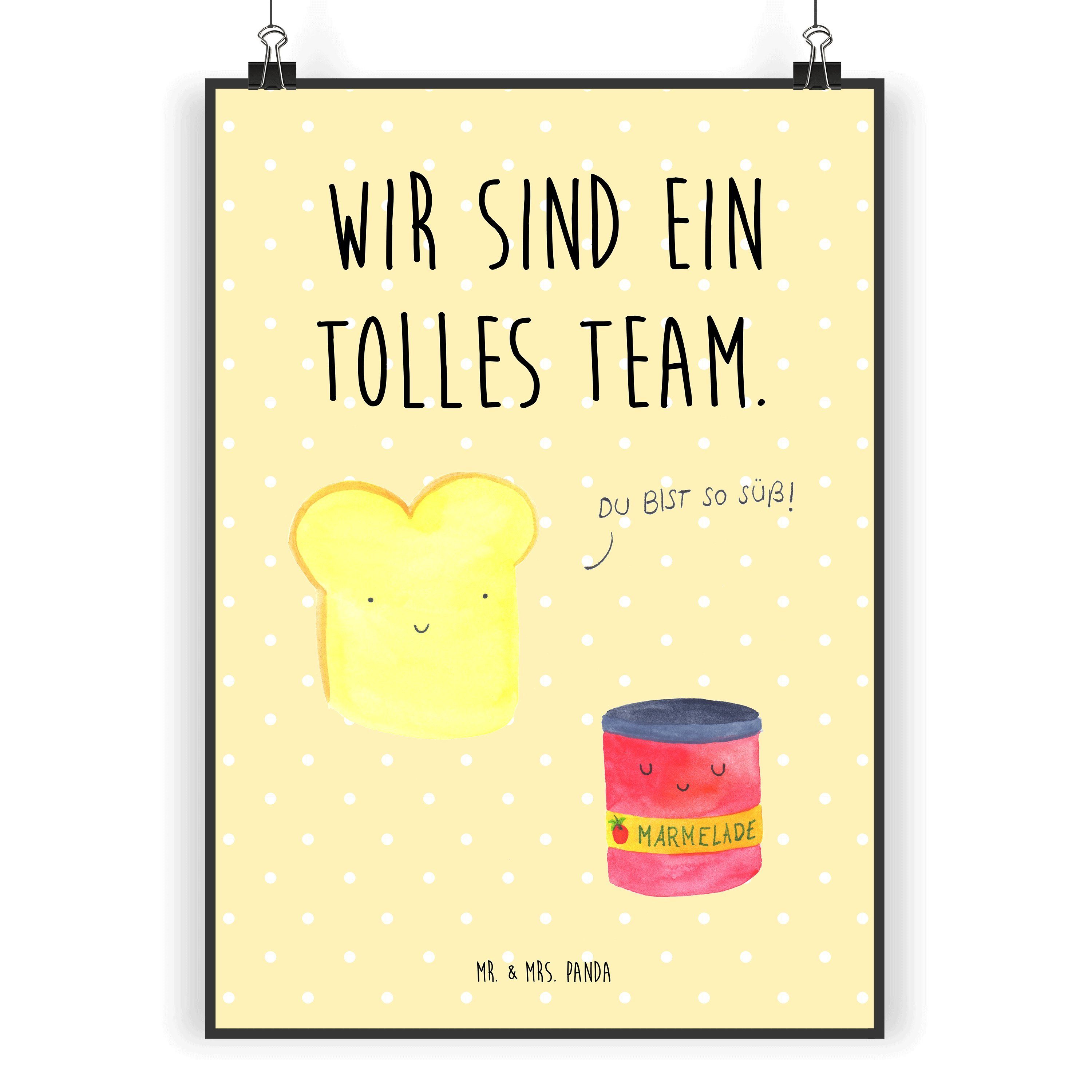 Mr. & Mrs. Panda Poster »Toast & Marmelade - Gelb Pastell - Geschenk, gute  Laune, Wanddeko, lustige Sprüche, Dreamteam, Bild, Küche Spruch, Tiere,  Poster, Wandposter«, Toast & Marmelade (1 St)