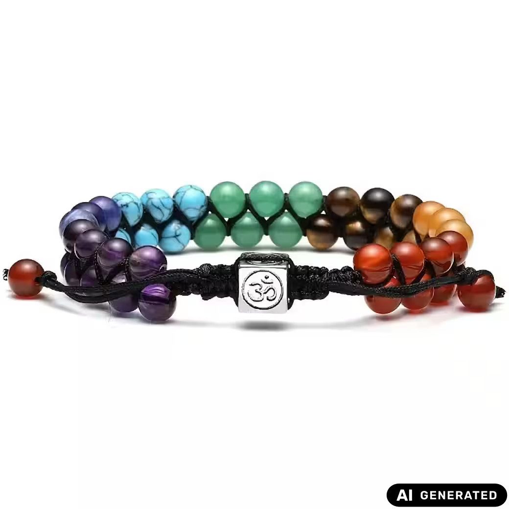 Ware aus aller Welt Perlenarmband Chakra Armband aus Naturstein – Verstellbar – Für Meditation & Yoga (1-tlg)