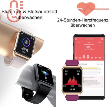 findtime Smartwatch (1,69 Zoll, Android, iOS), mit Telefonieren, mit Blutdruckmessung Kalorie Musik Schrittzähler