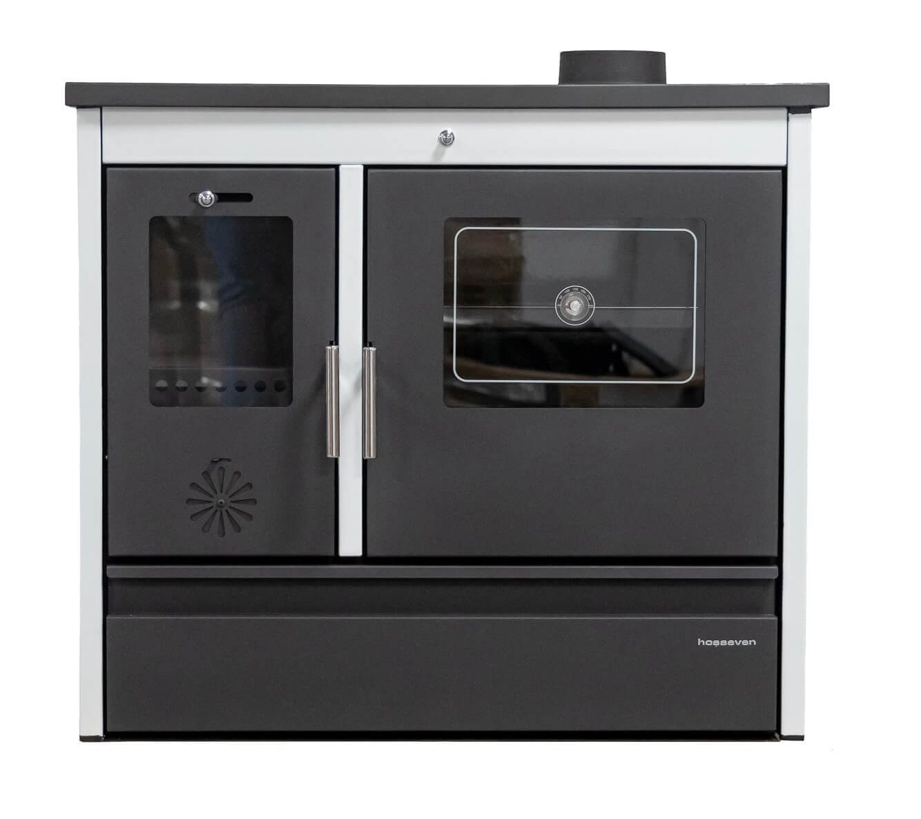 Hosseven Kaminofen mit Backfach und Herdplatte 4050 Lotus Classic Weiß Holz günstig online kaufen