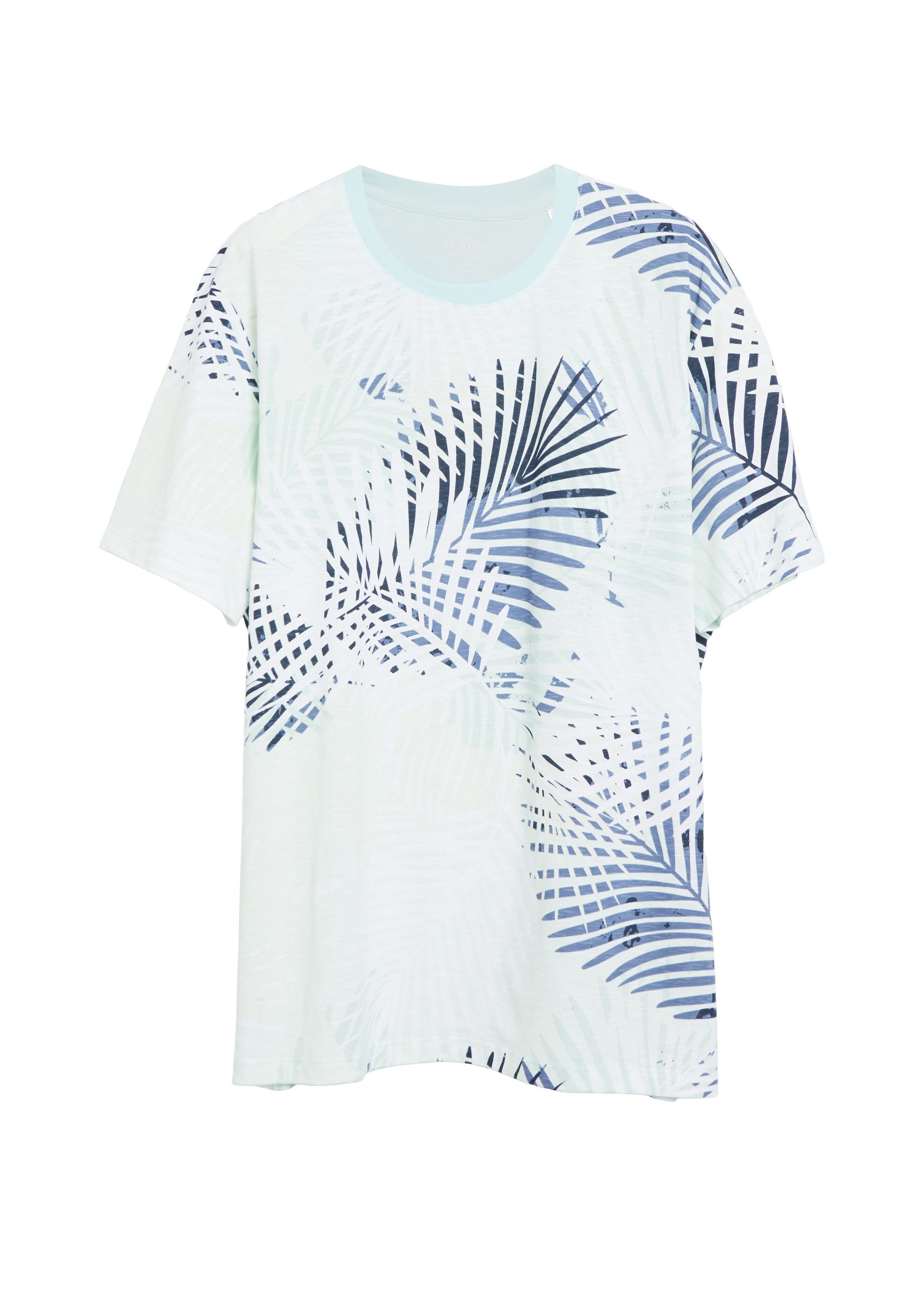 s.Oliver Kurzarmshirt T-Shirt Flammgarn-Shirt mit All-over-Print