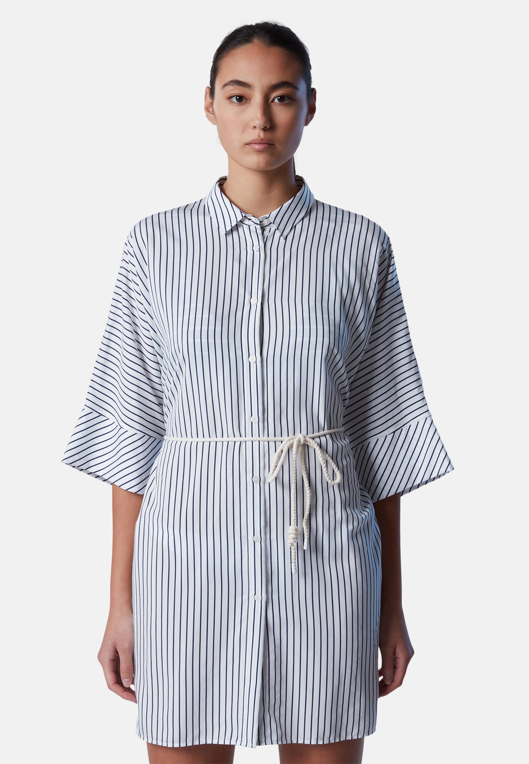 Gestreiftes Design North klassischem Sails mit Kimono-Hemdblusenkleid Shirtkleid